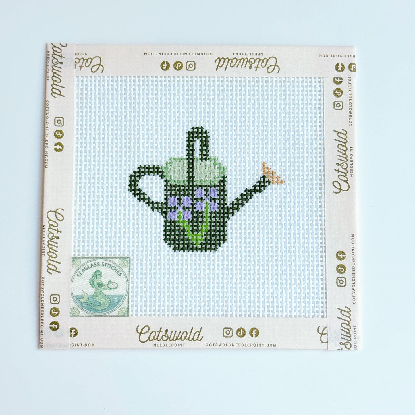 Mini Flower Watering Can Needlepoint Canvas, Gardening Needlepoint, 13 Mesh, 2x3 Design