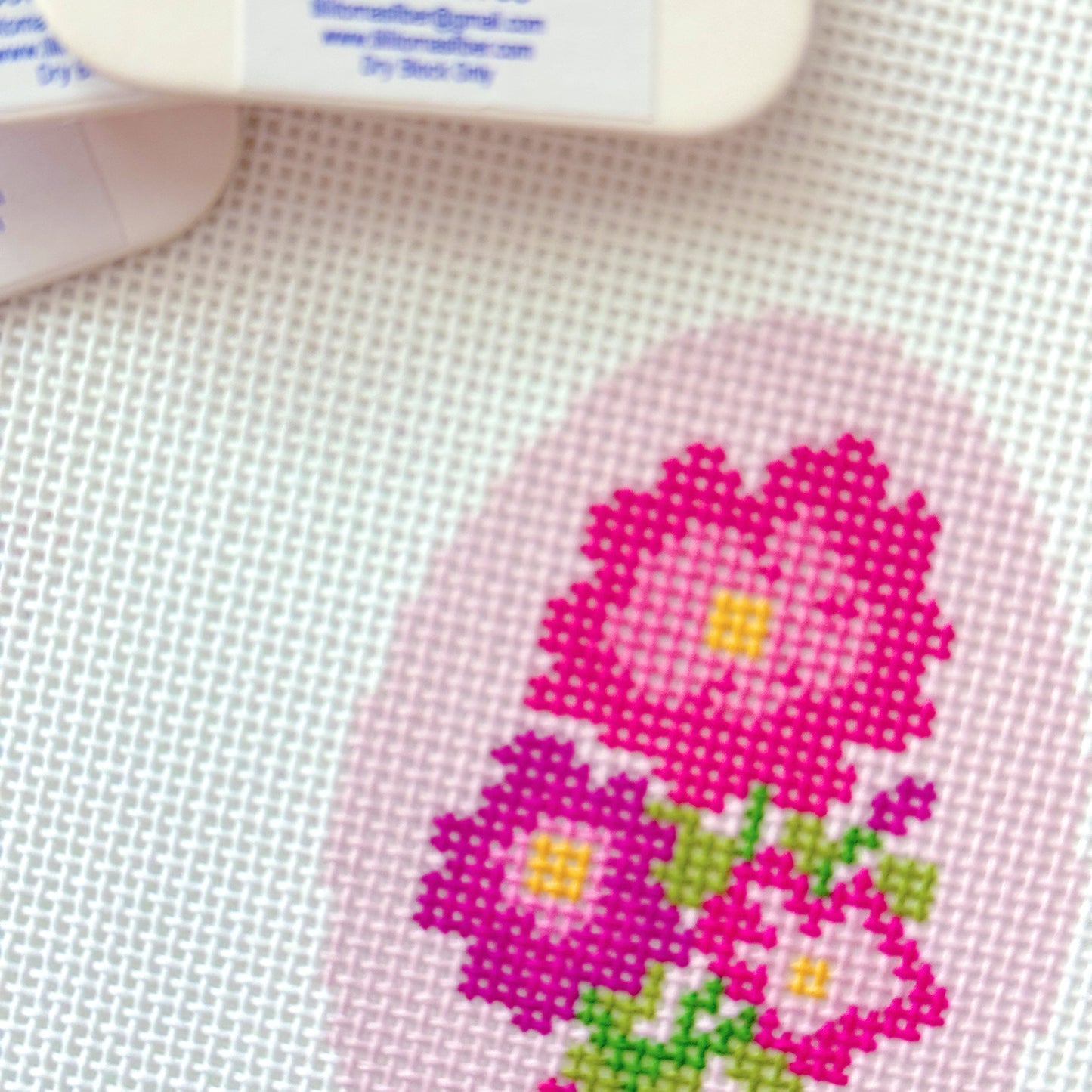 Mini Floral Ornament Needlepoint Canvas, Spring Needlepoint Canvas, Flower Needlepoint Canvas, 18 Mesh, 2x3 Design