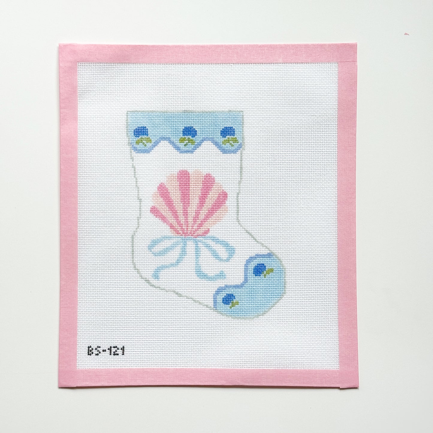 Seashell Bow Mini Stocking Ornament Needlepoint Canvas, 18 Mesh, 4.25”x6” Design