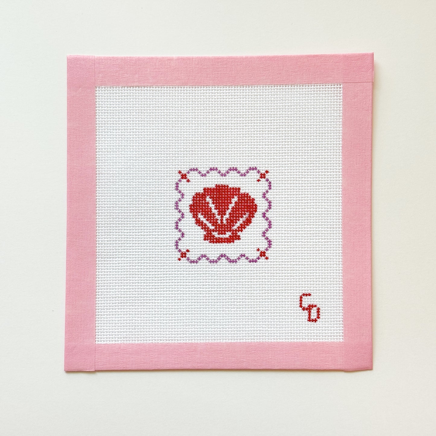 Mini Seashell Stamp Beach Needlepoint Canvas, 18 Mesh, 2x2 Design, Needlepoint Bag Tag