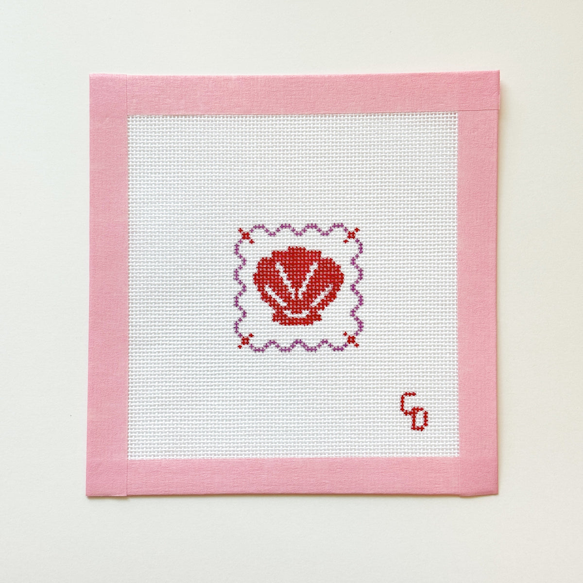 Mini Seashell Stamp Beach Needlepoint Canvas, 18 Mesh, 2x2 Design, Needlepoint Bag Tag