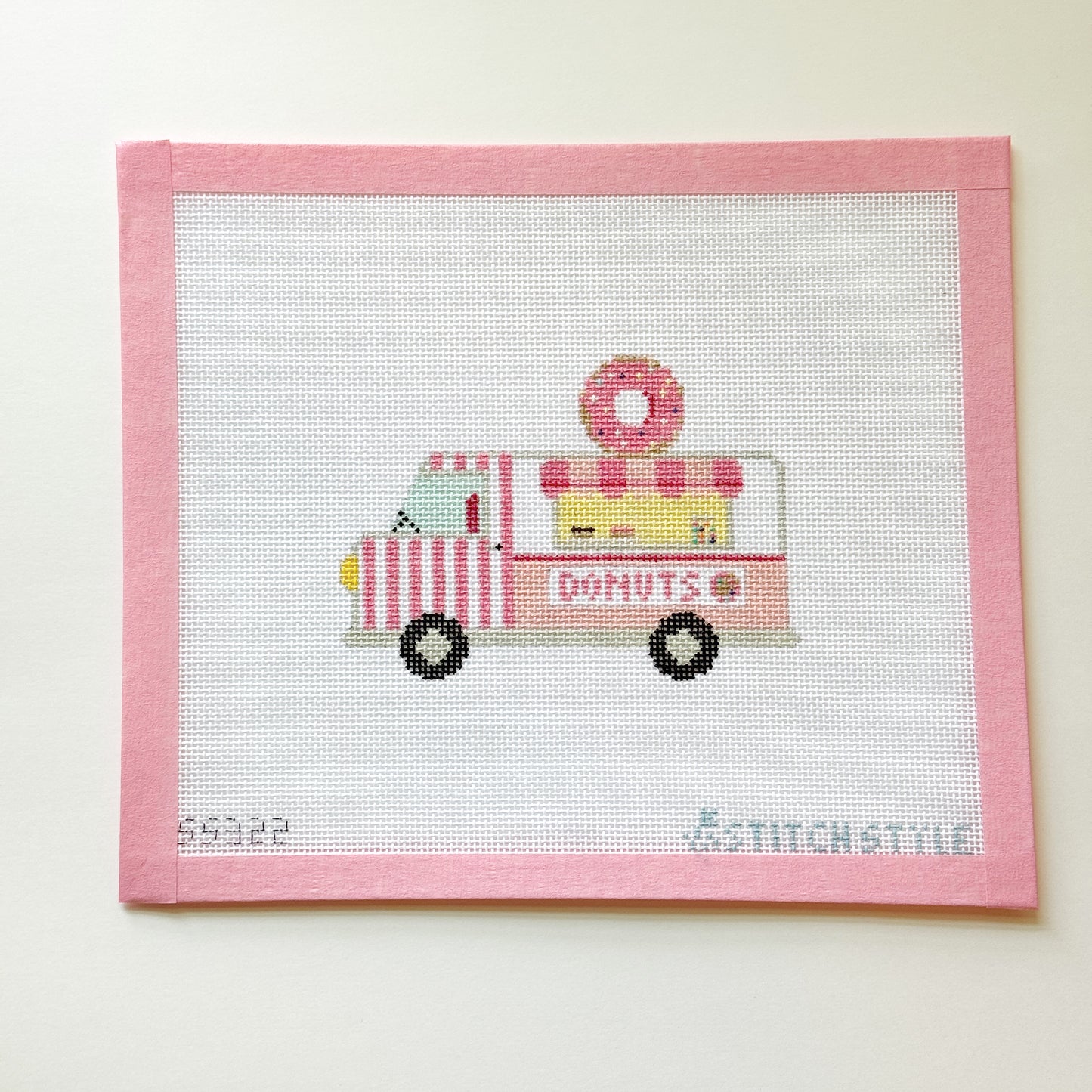 Donut Food Truck Needlepoint Canvas, 18 Mesh, 4x3.5 Design, Foodie Needlepoint Canvas