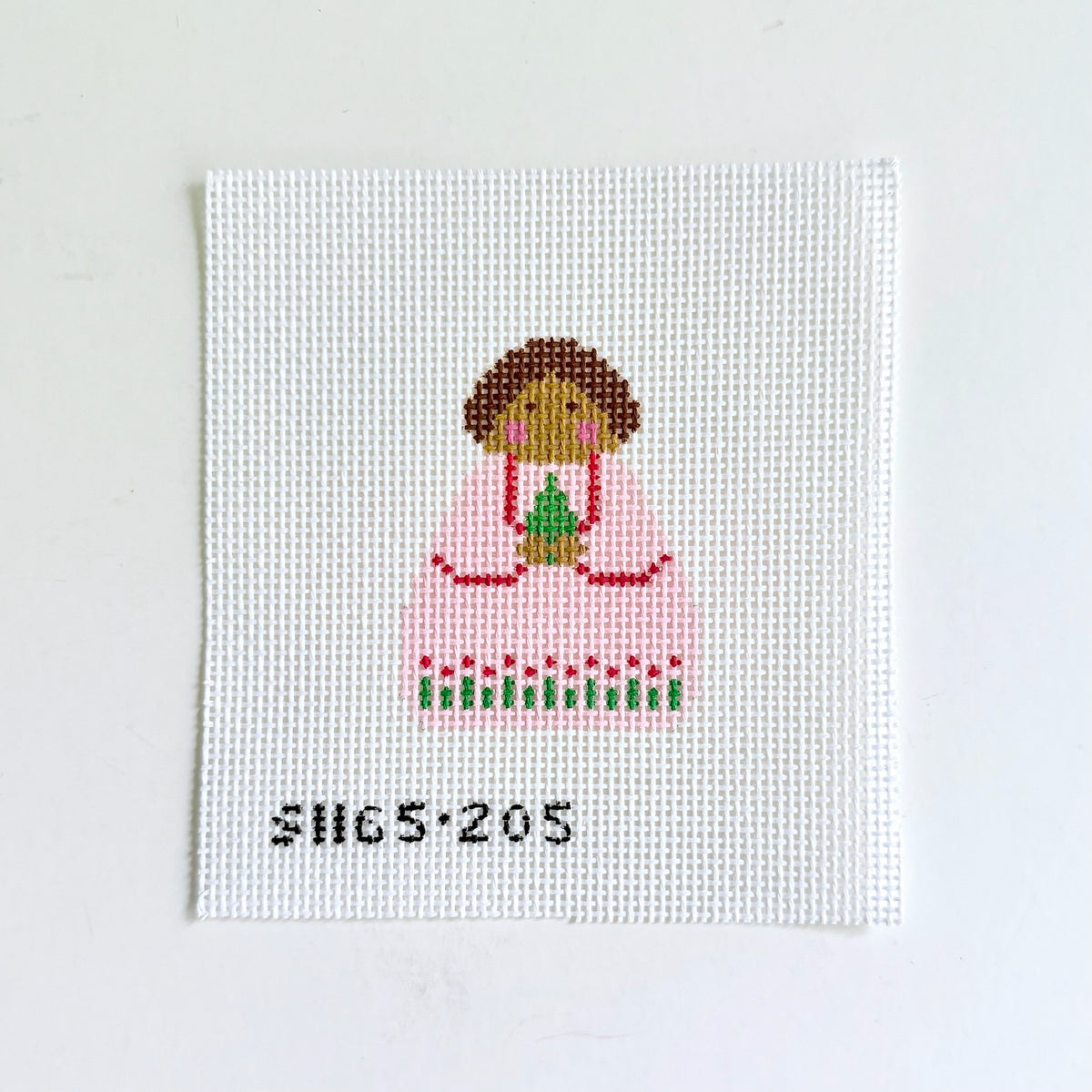Pink Tree Angel needlepoint canvas