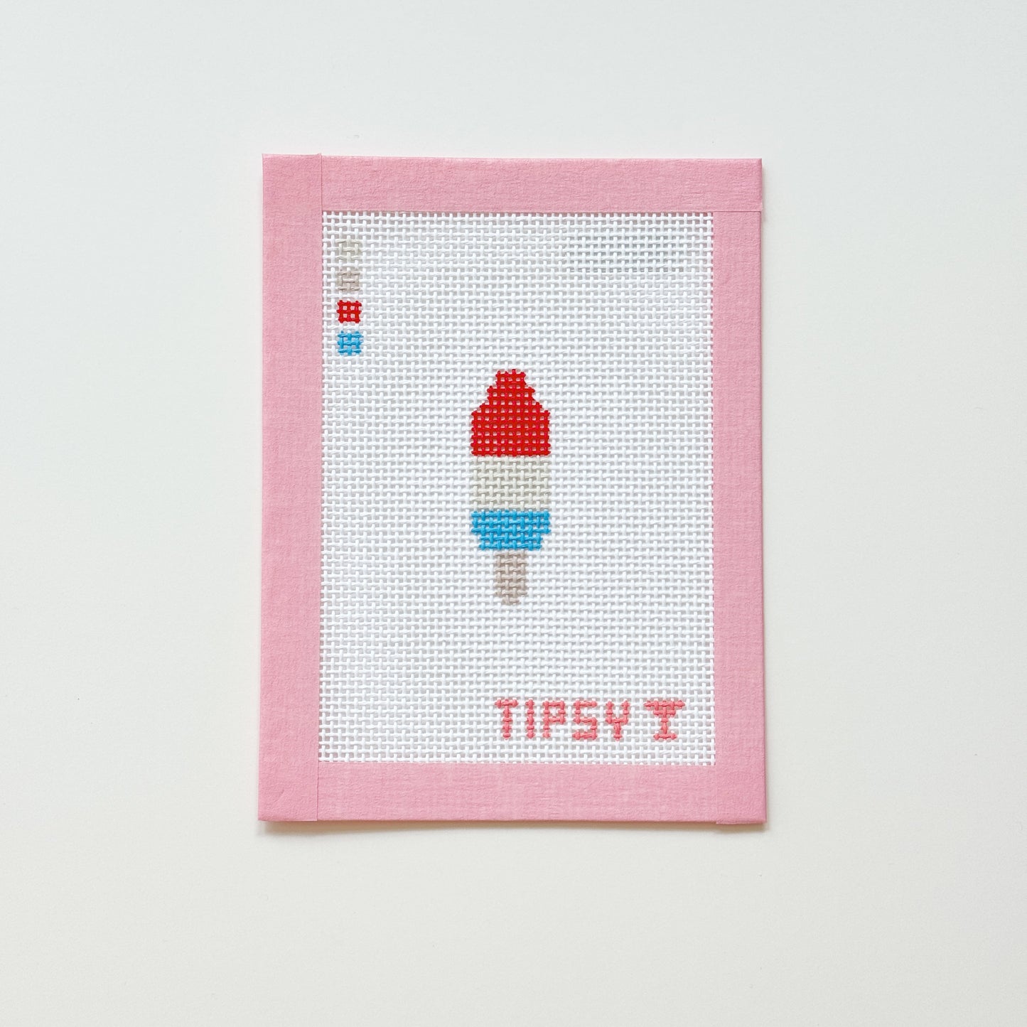 Mini Patriotic Popsicle Needlepoint Canvas, 13 Mesh, 1.25”x3” Design, Beginner Needlepoint