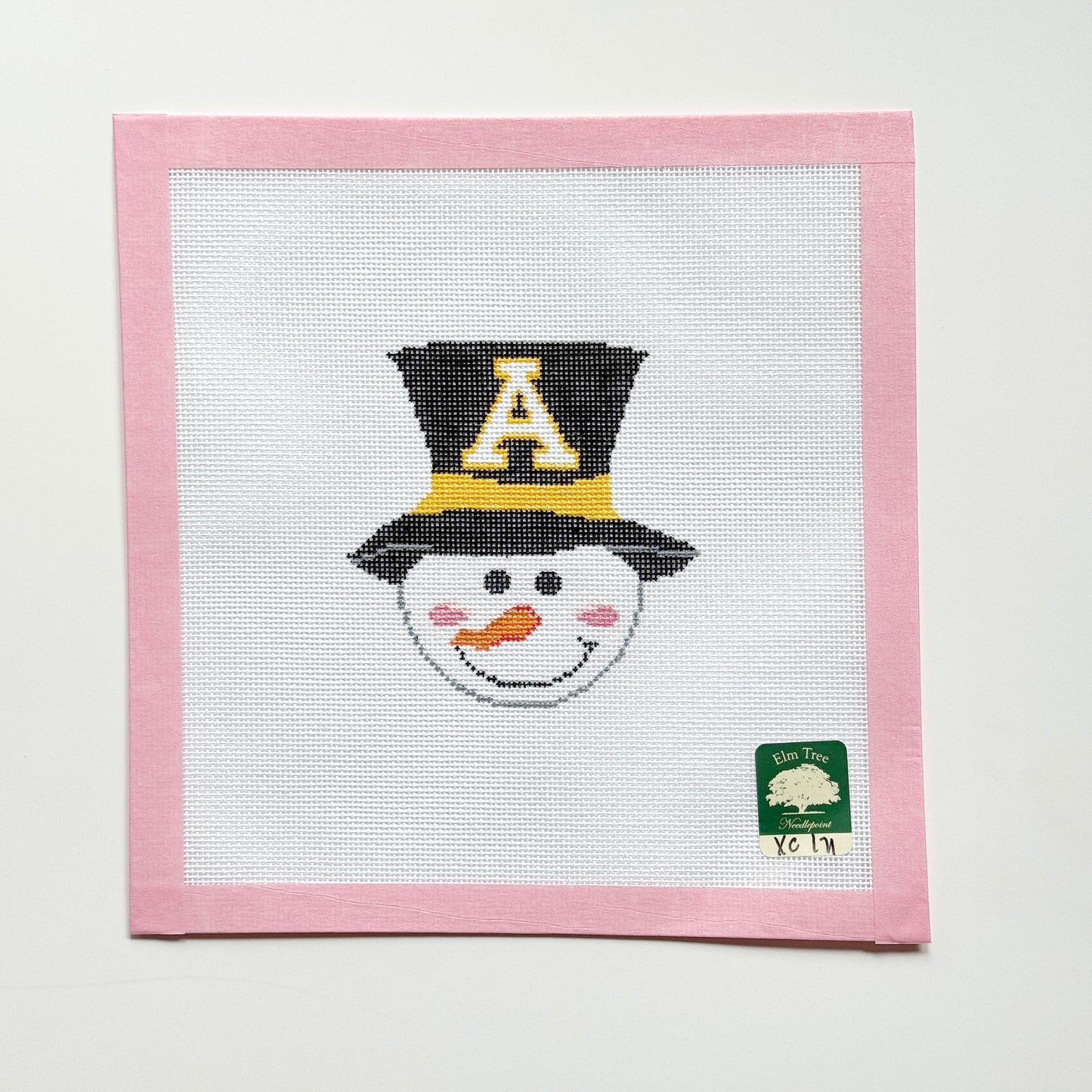 Appalachian Snowman Needlepoint Canvas, 18 Mesh, 3x4.5” Design