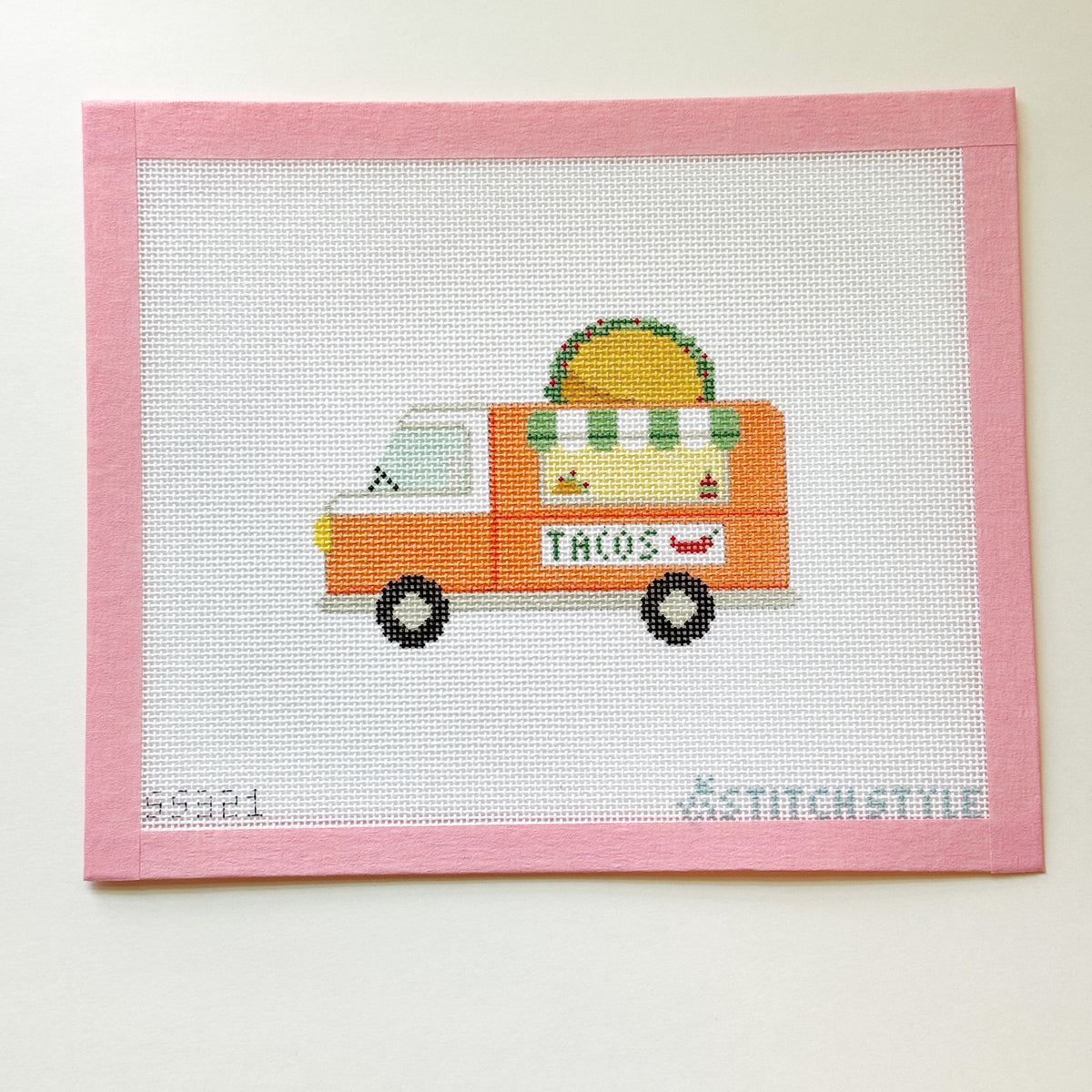 Taco Food Truck Needlepoint Canvas, 18 Mesh, 4x3.5 Design, Foodie Needlepoint Canvas, Mexican Food Needlepoint