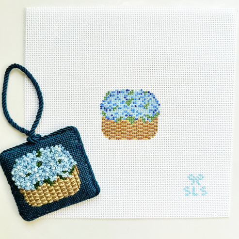 Mini Nantucket Basket Needlepoint Canvas, 18 Mesh, 2x2 Design