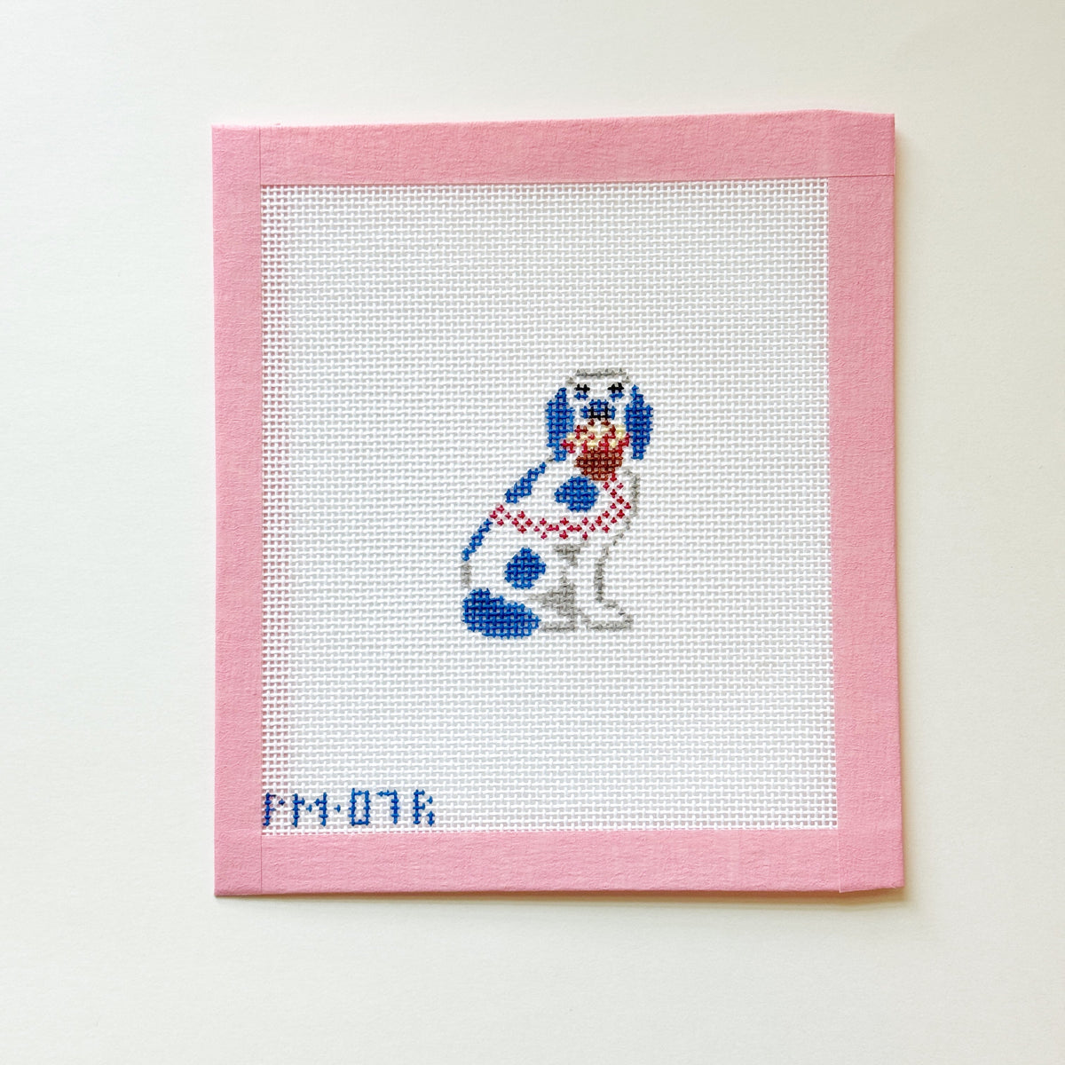 Staffordshire Dog Blue Needlepoint Canvas, 18 Mesh, Grand Millennial Needlepoint, 2x3.5 Design