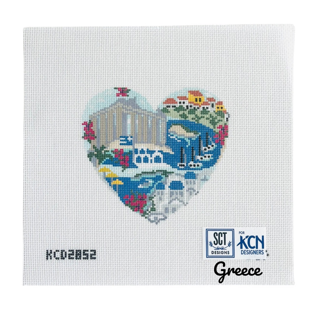Greece Heart needlepoint canvas