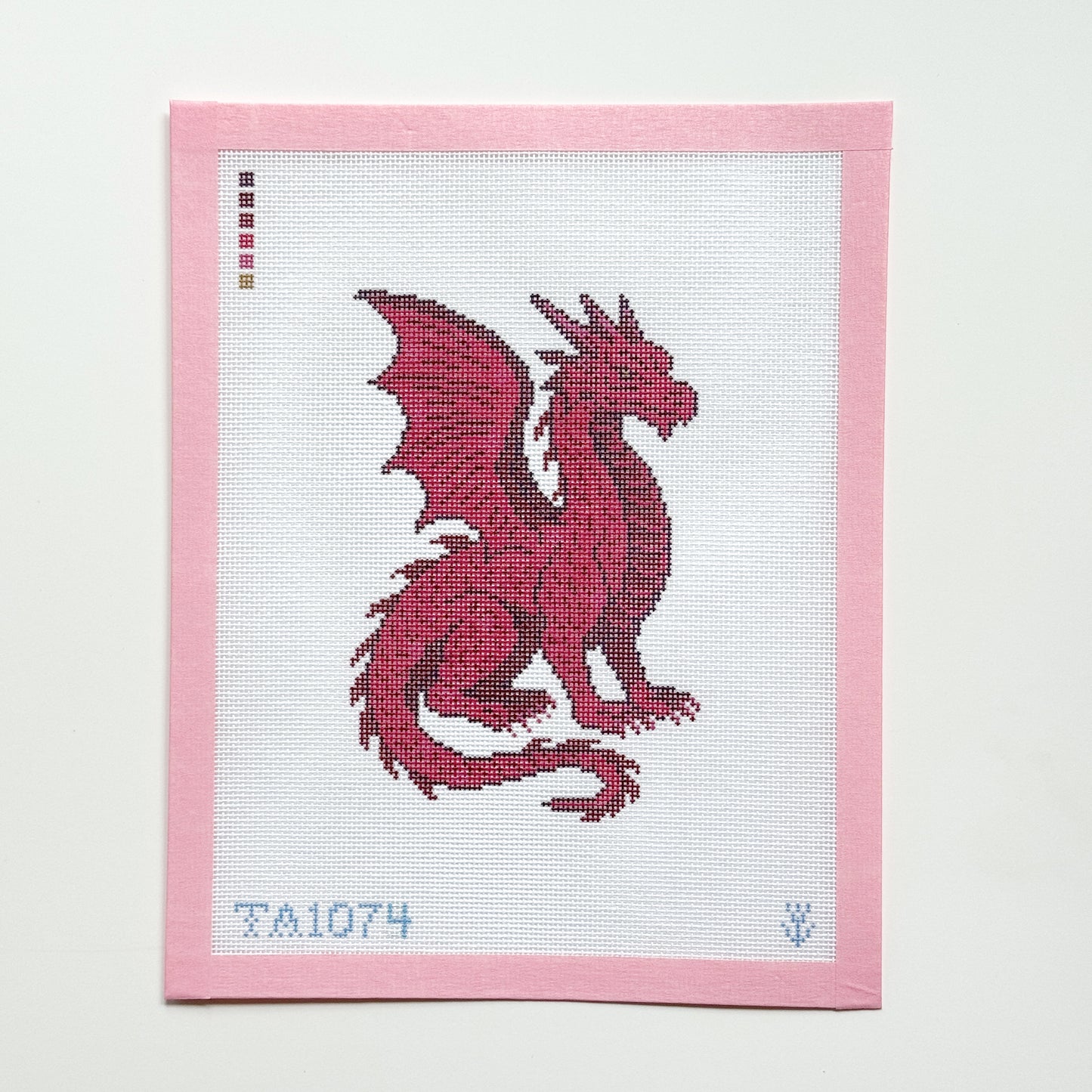 Red Dragon Fantasy Needlepoint Canvas, 18 Mesh, 4”x6” Design