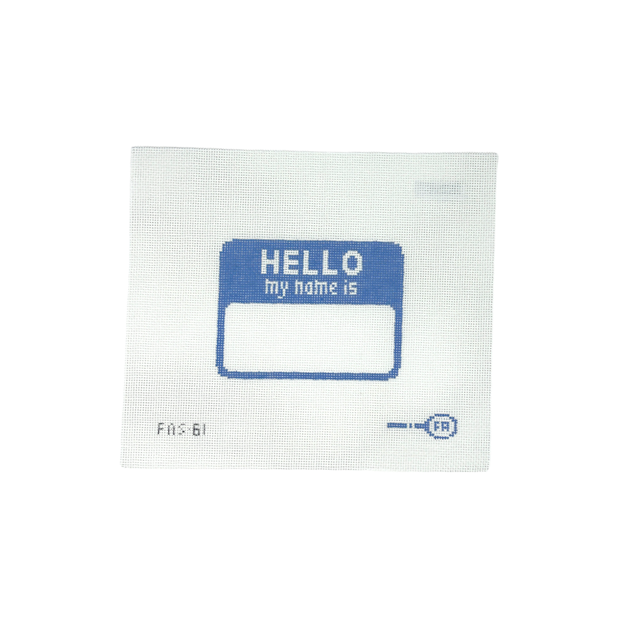 Hello My Name Is - BLUE needlepoint canvas