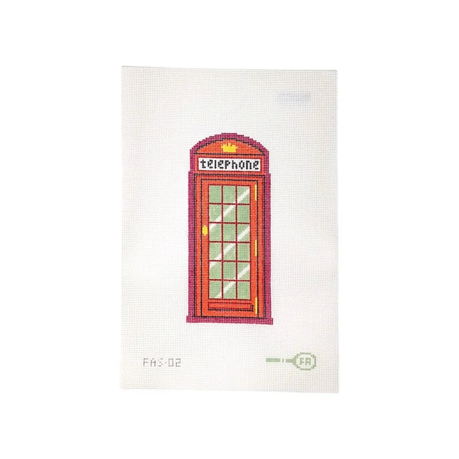 London Telephone Booth Needlepoint Canvas, 18 Mesh, 2.75" x 6.25"