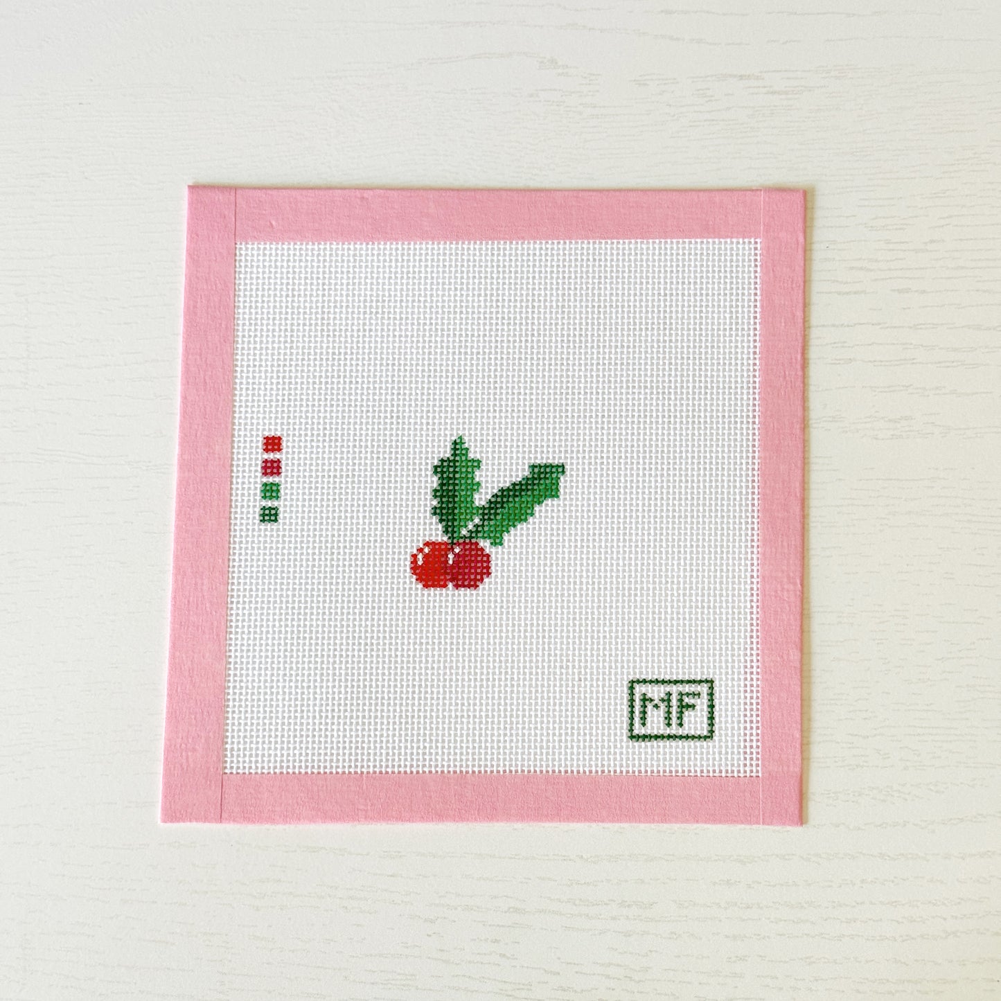 Holly Berries Mini Needlepoint Canvas, Mini Christmas Needlepoint, 18 Mesh, 1x2 Design
