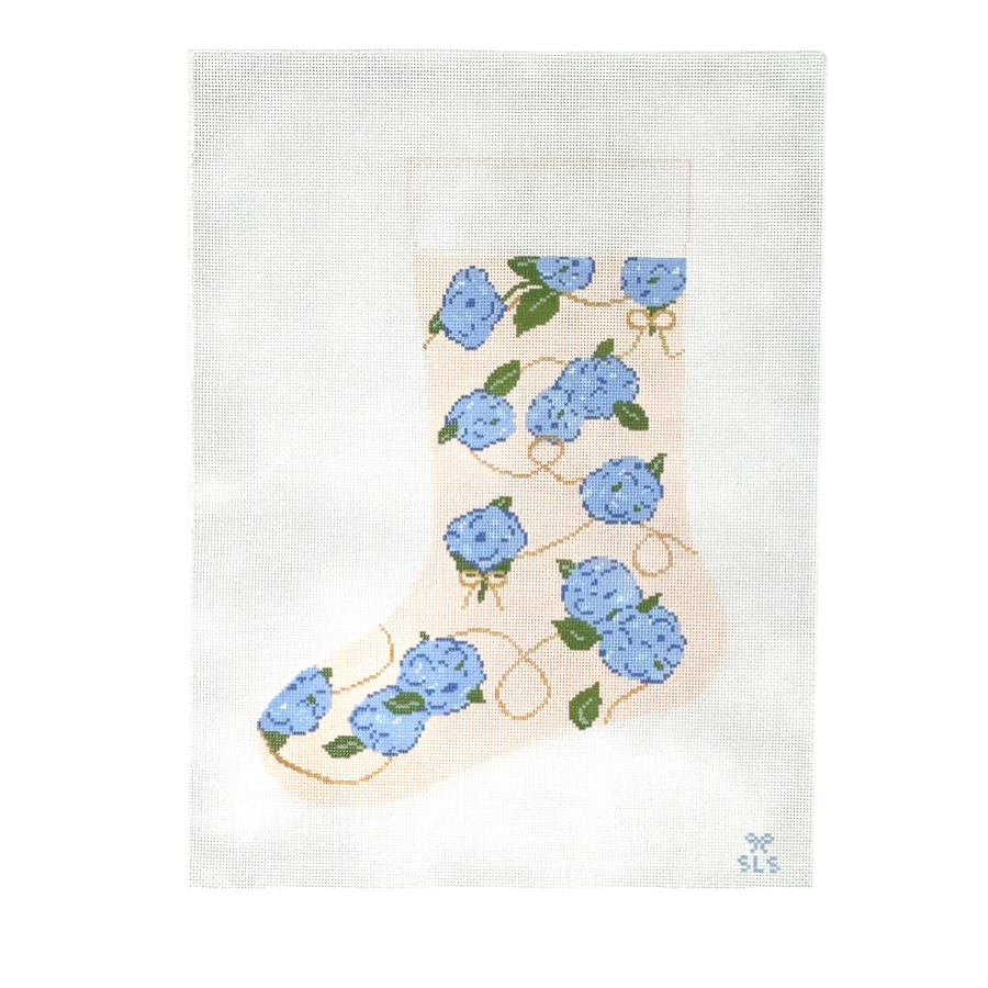 Hydrangea Stocking - Pink needlepoint canvas