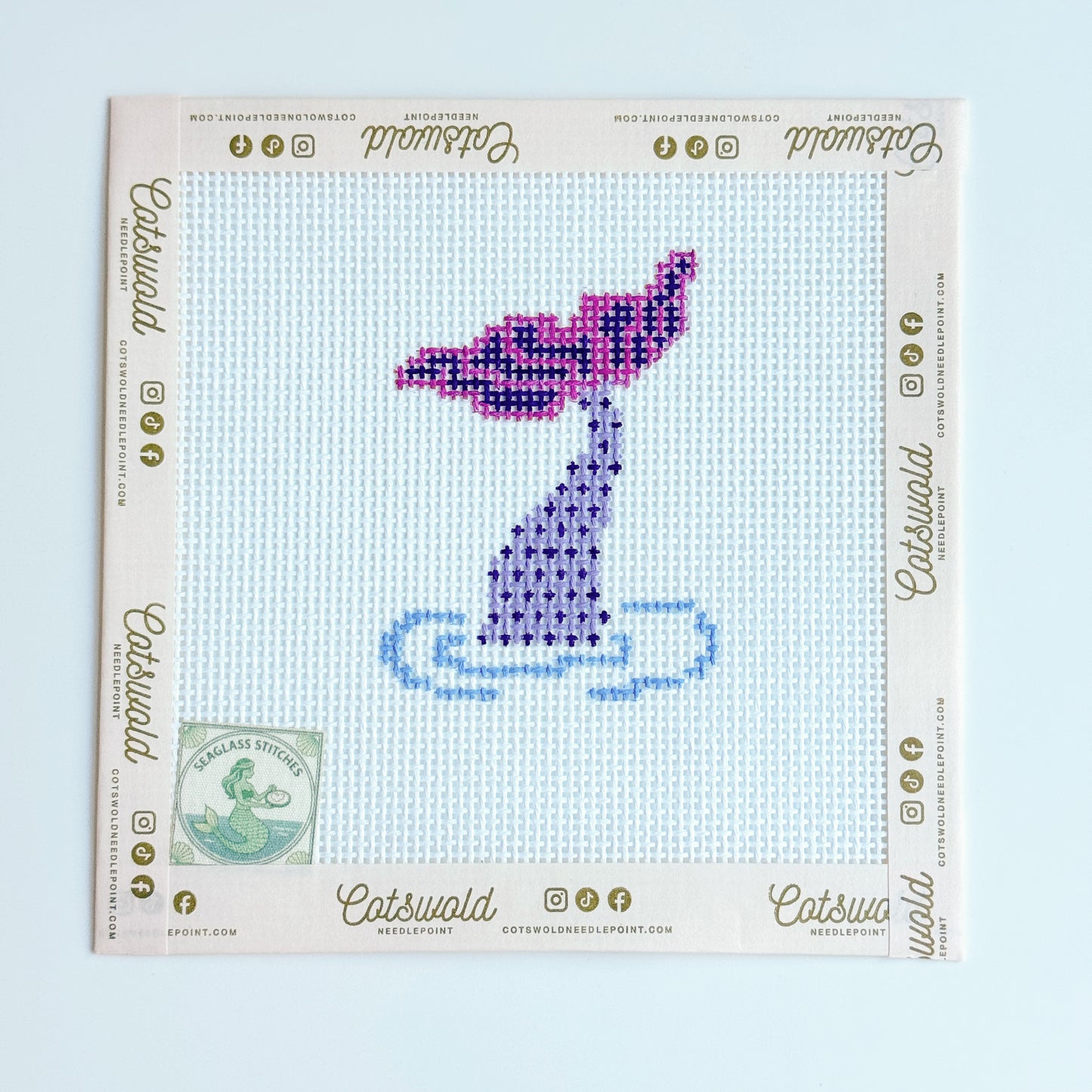 Mermaid Diving Needlepoint Canvas, Fantasy Needlepoint, 13 Mesh, 2.5x3.5 Design