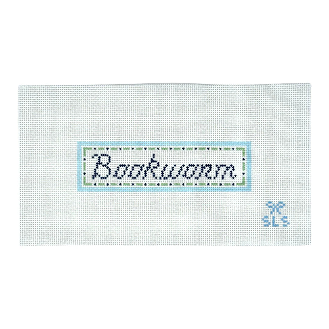 Bookworm Aesthetic Bookmark Needlepoint Canvas, 13 mesh, 1.8" x 6.4"