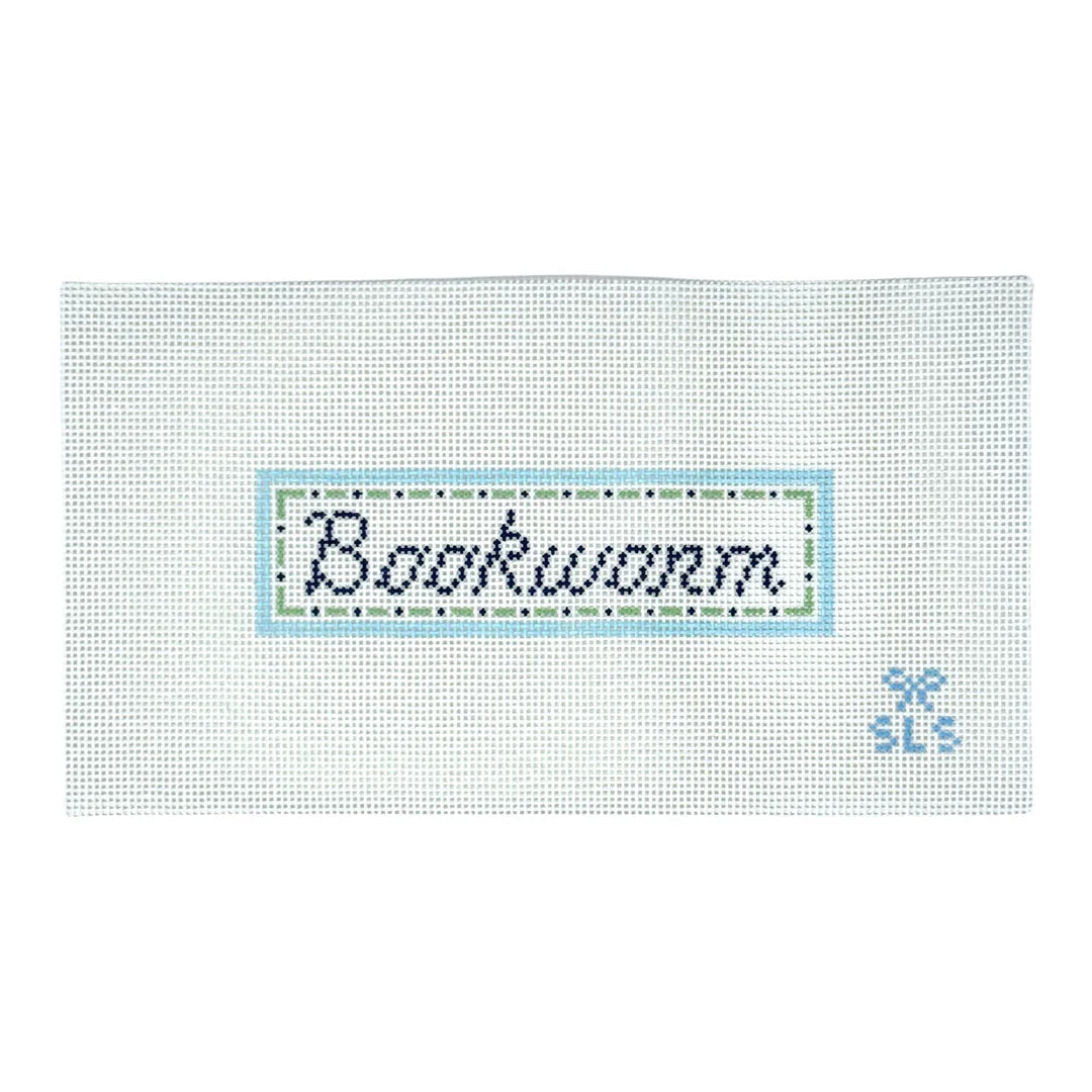 Bookworm Aesthetic Bookmark Needlepoint Canvas, 13 mesh, 1.8" x 6.4"