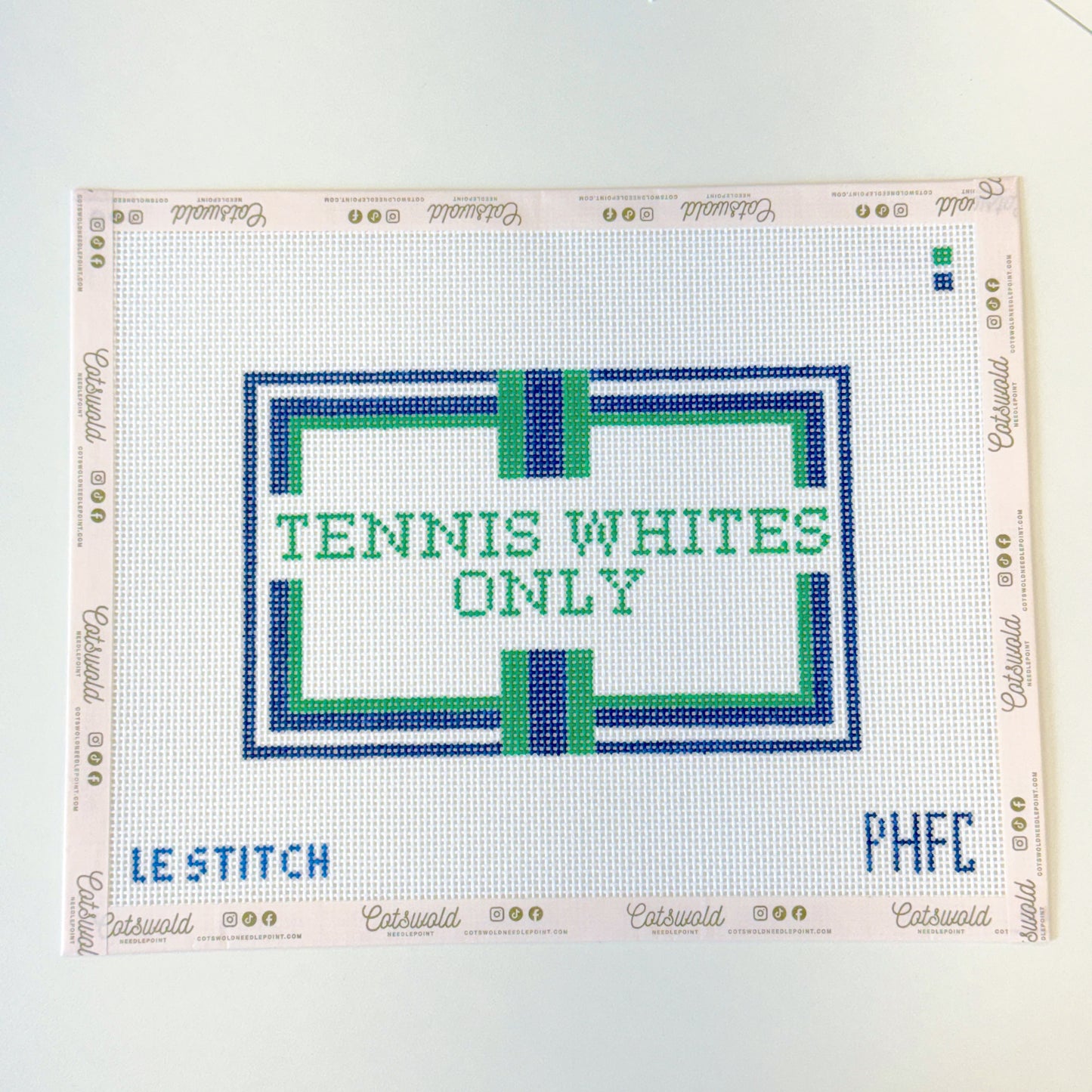 Tennis Whites Only Needlepoint Canvas – 13 Mesh Hand-Painted Sign