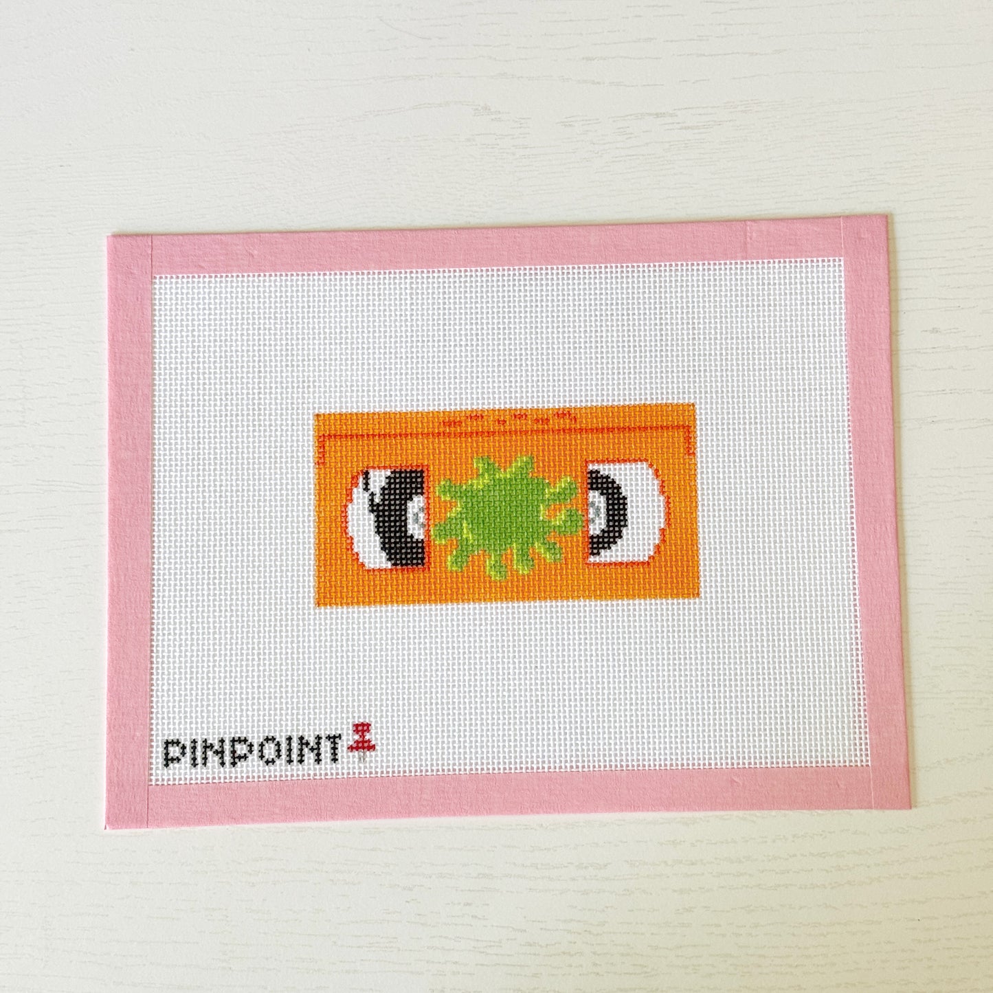 90s Orange VHS Tape Needlepoint Canvas, Nostalgic Needlepoint, 18 Mesh, 4x2 Design