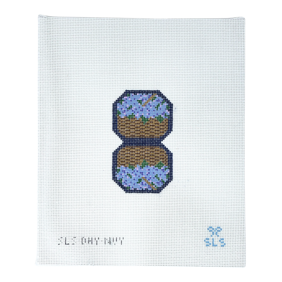 Hydrangea Basket - Double Fob Navy needlepoint canvas
