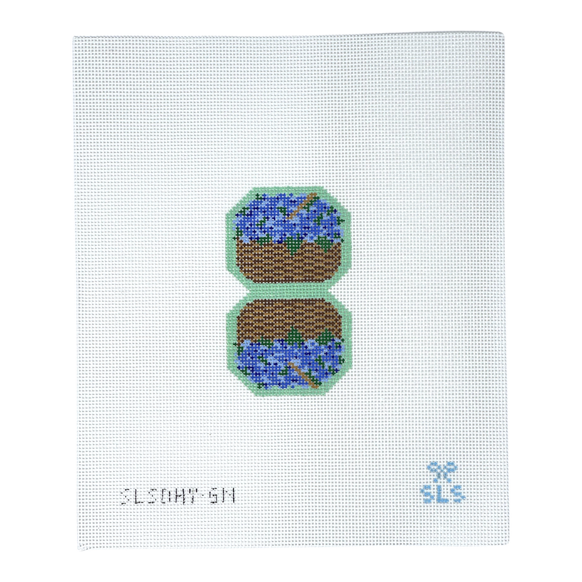 Hydrangea Basket - Double Fob Green needlepoint canvas