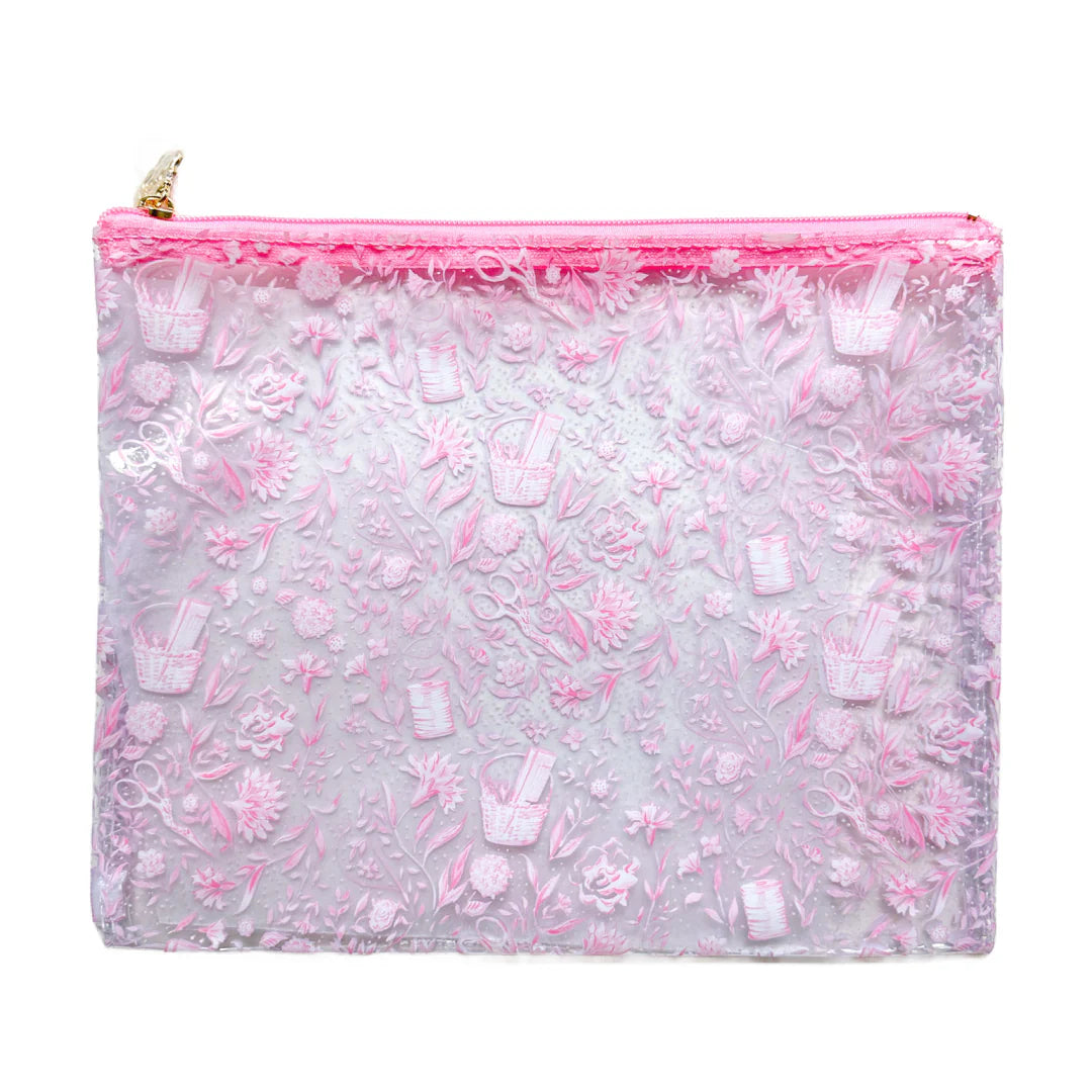 Needlepoint Print Clear PVC Project Bag in Pink