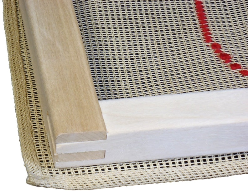 Close-up of Edmunds stretcher bar corner joint