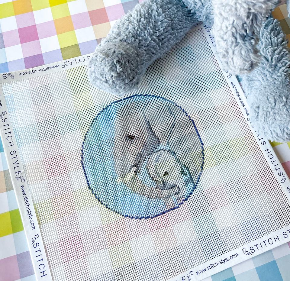 Mom and Baby Elephant needlepoint canvas