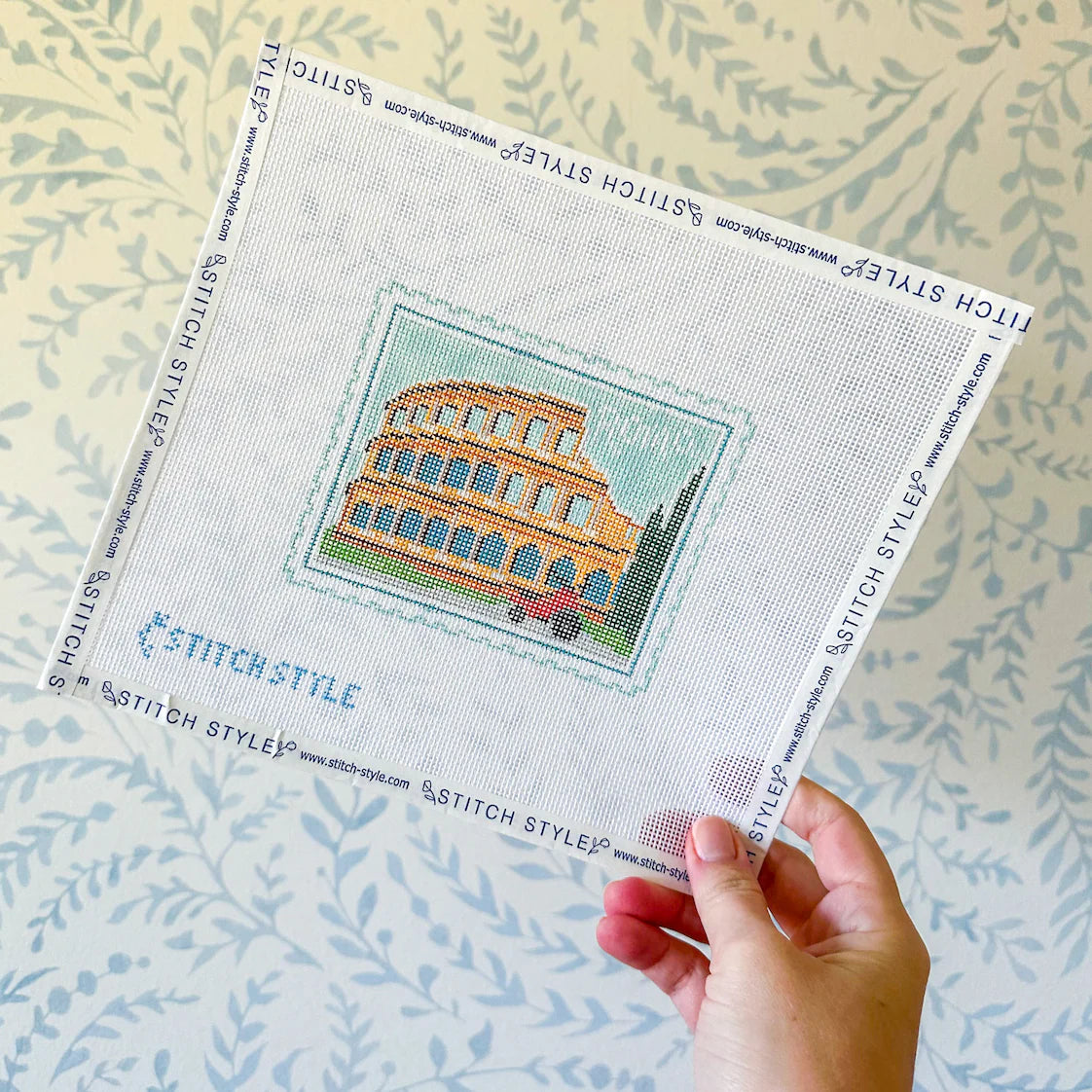 Rome Colosseum Stamp 18 Mesh Needlepoint Canvas, 18 Mesh, 4"x3" Design