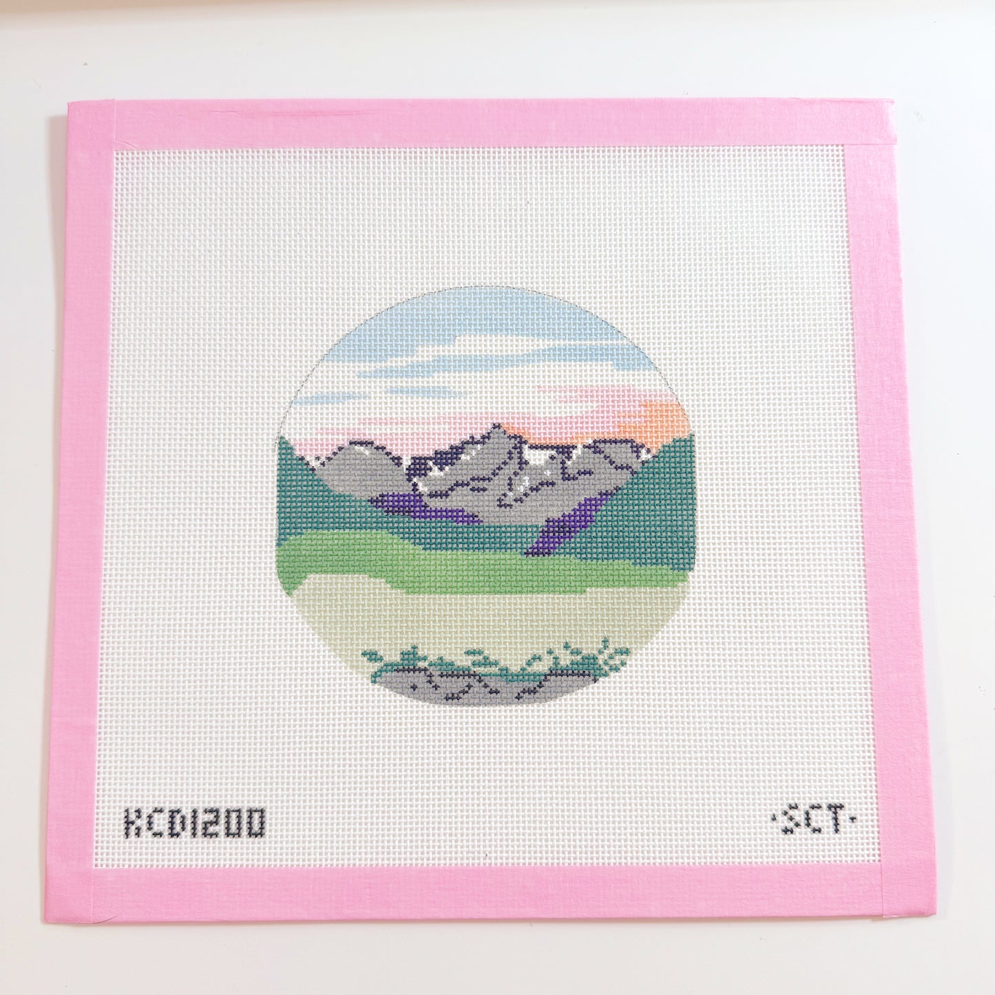 Mountain Sunset Needlepoint Canvas Ornament, 18 Mesh, 4x4 Design