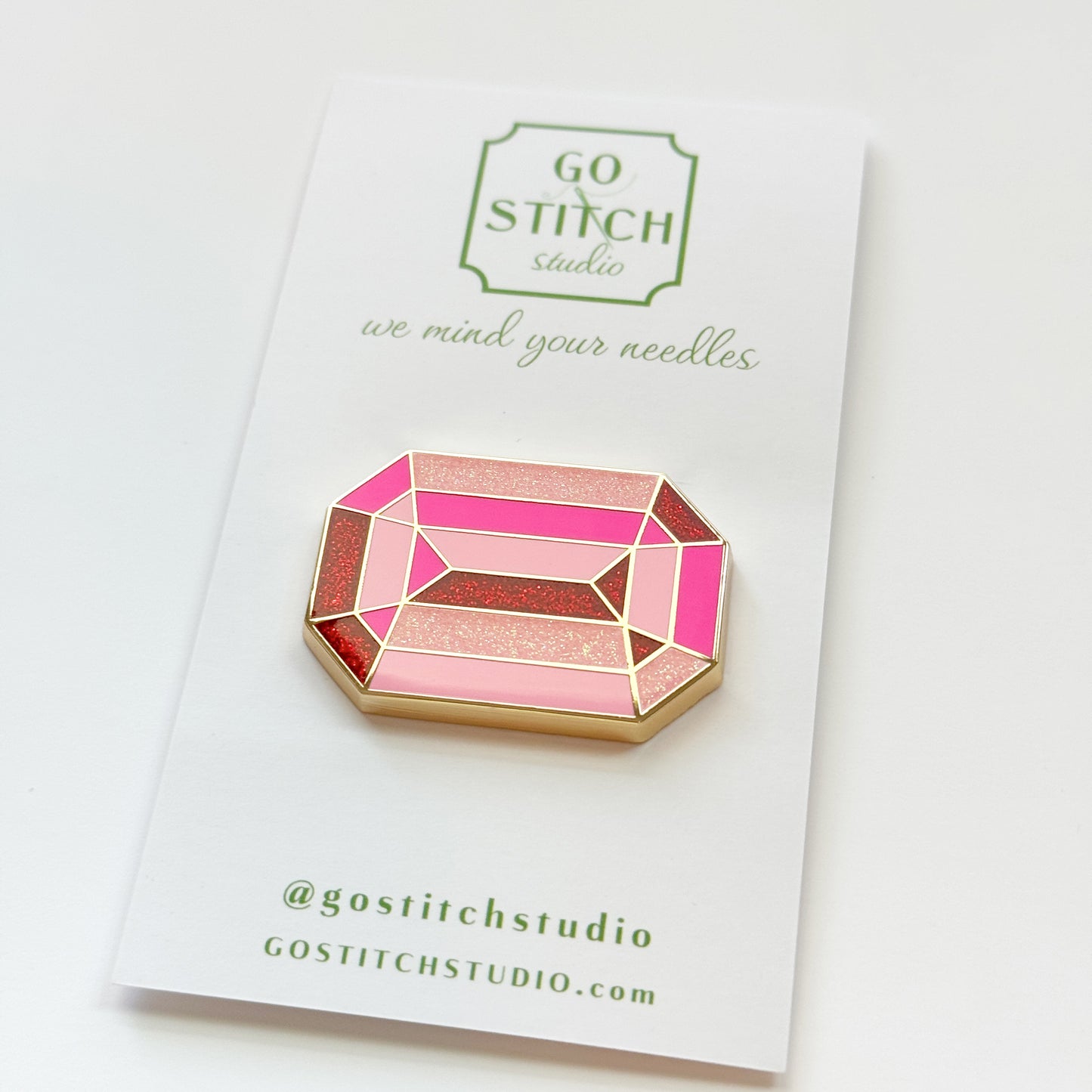 Sparkling Pink Gem Needleminder, Needlepoint Accessories