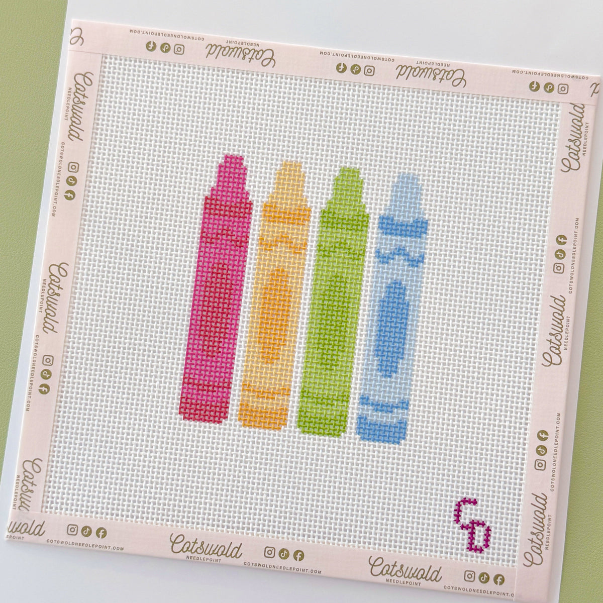 Crayons Back to School Needlepoint Canvas, 13 Mesh, 4x4 Design