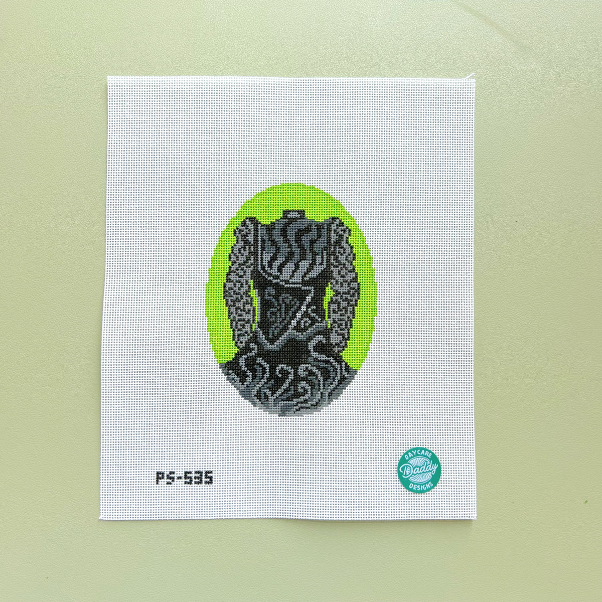 Wicked Black Elphaba Costume Needlepoint Canvas, 18 Mesh, 5.5"x4" Design Size