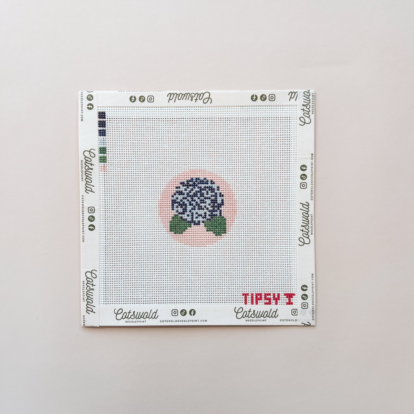 Mini Hydrangea Needlepoint Canvas, 18 Mesh, 2x2" Design Size