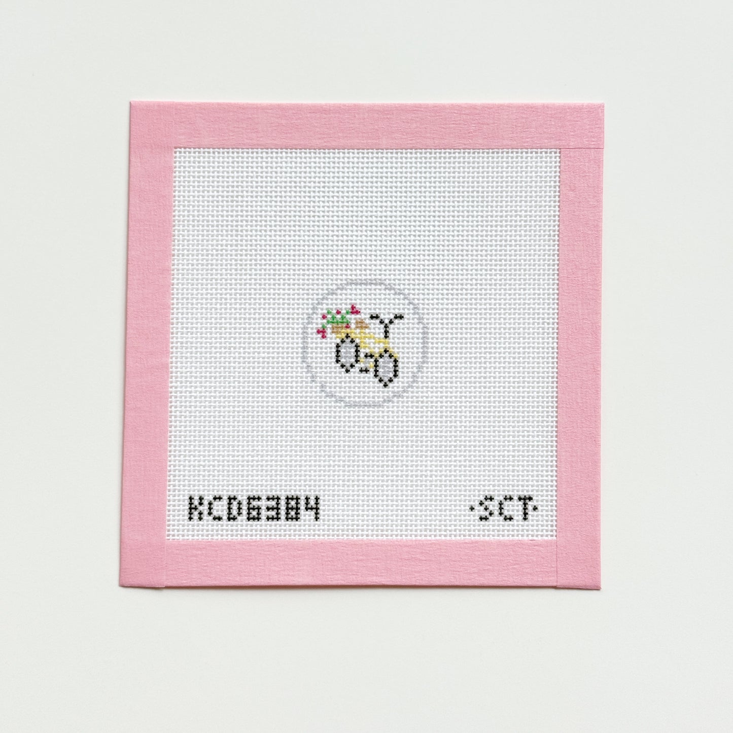 Mini Bicycle Key Fob Insert Needlepoint Canvas, 18 Mesh, 1"x1" Round Canvas, Bag Tag Needlepoint Canvas