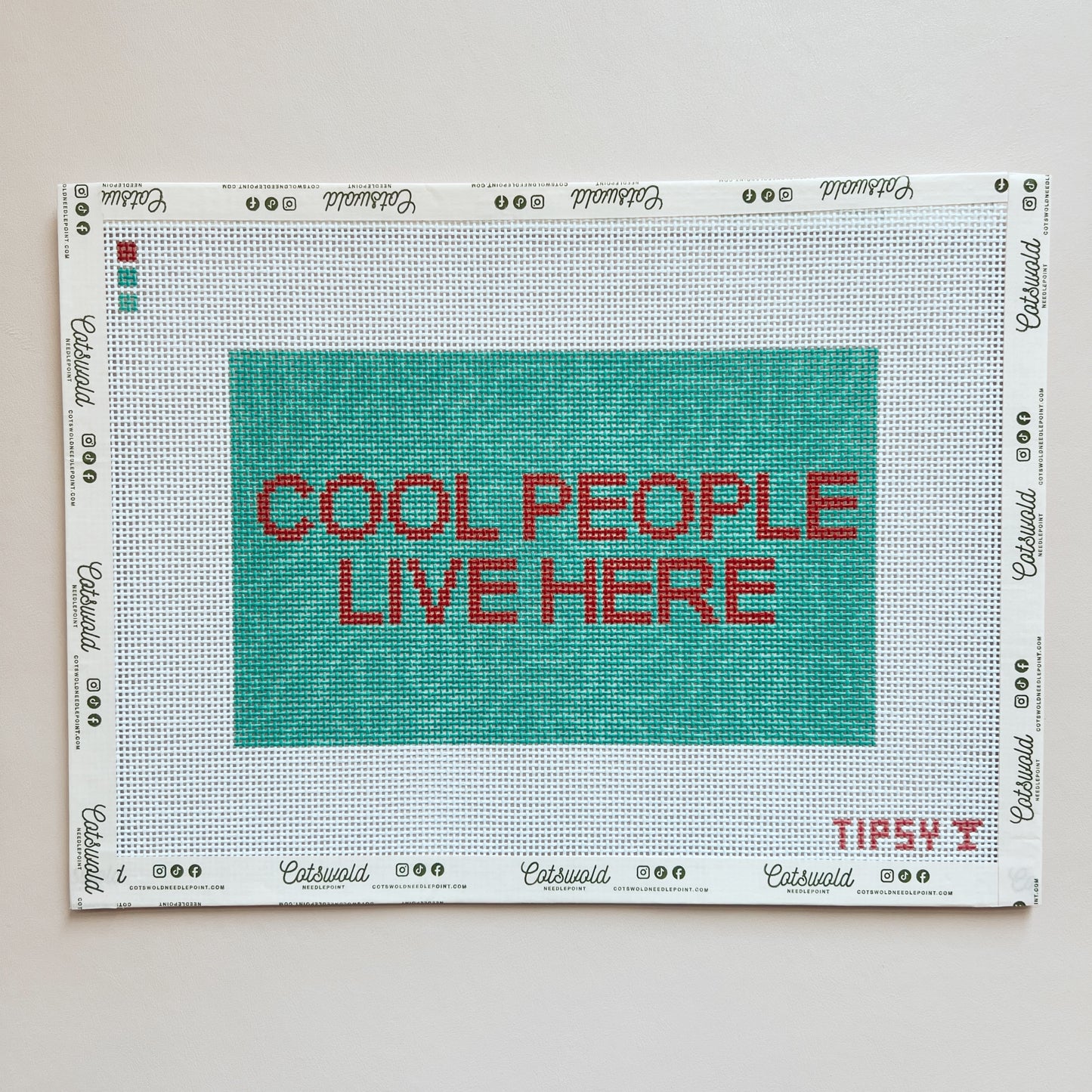 Cool People Live Here Needlepoint Canvas, 13 Mesh, 8"x5" Design Size