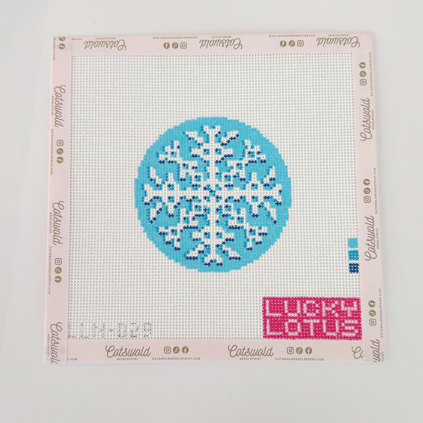 Snowflake 4" Round Ornament Needlepoint Canvas, 13 Mesh, 4x4 Design