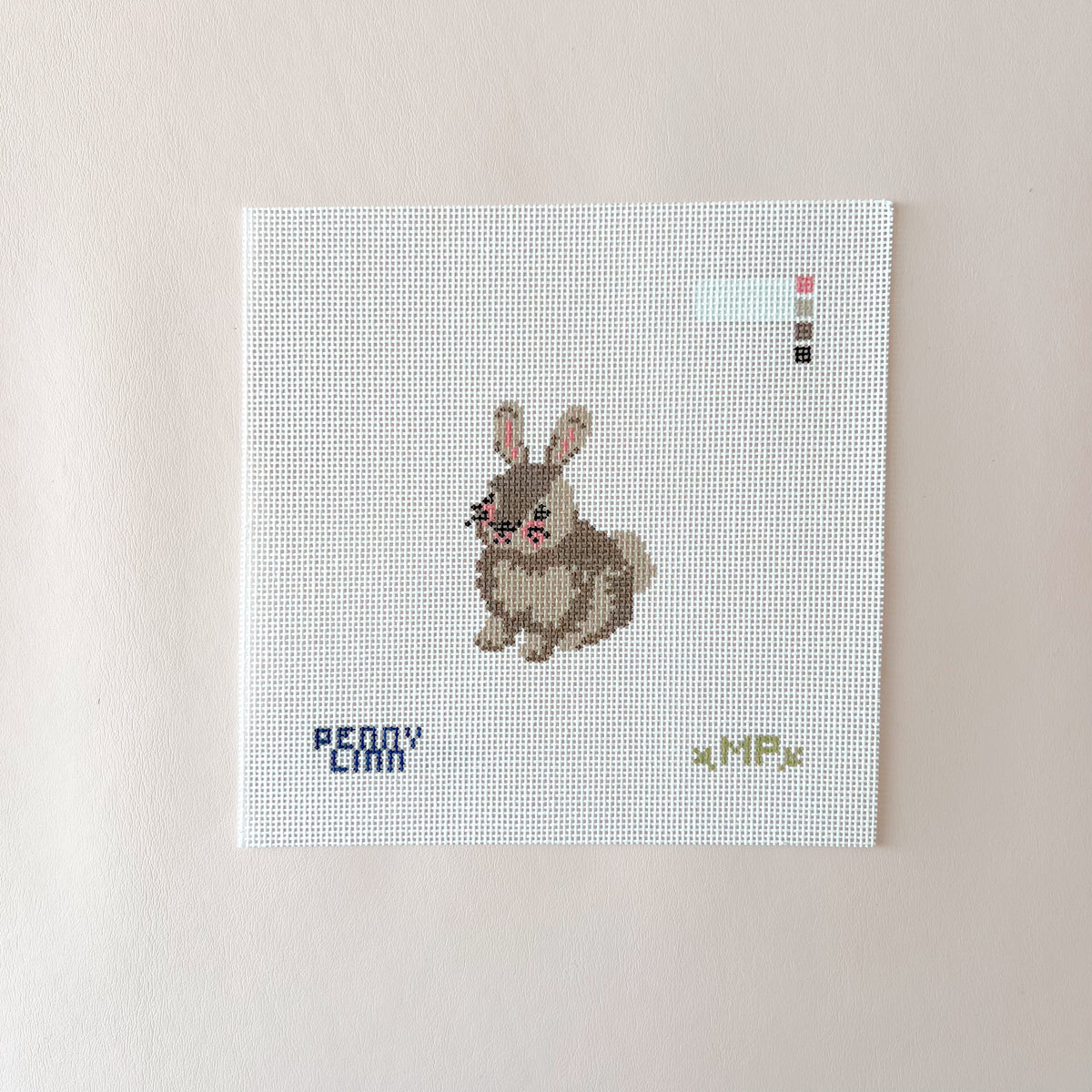 Brown Easter Bunny Needlepoint Canvas, 18 Mesh, 2.5" x 1.8" Design Size