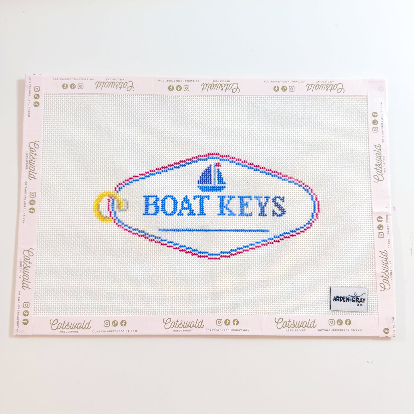 Boat Keys Needlepoint Canvas, 18 Mesh, 6x2 Design