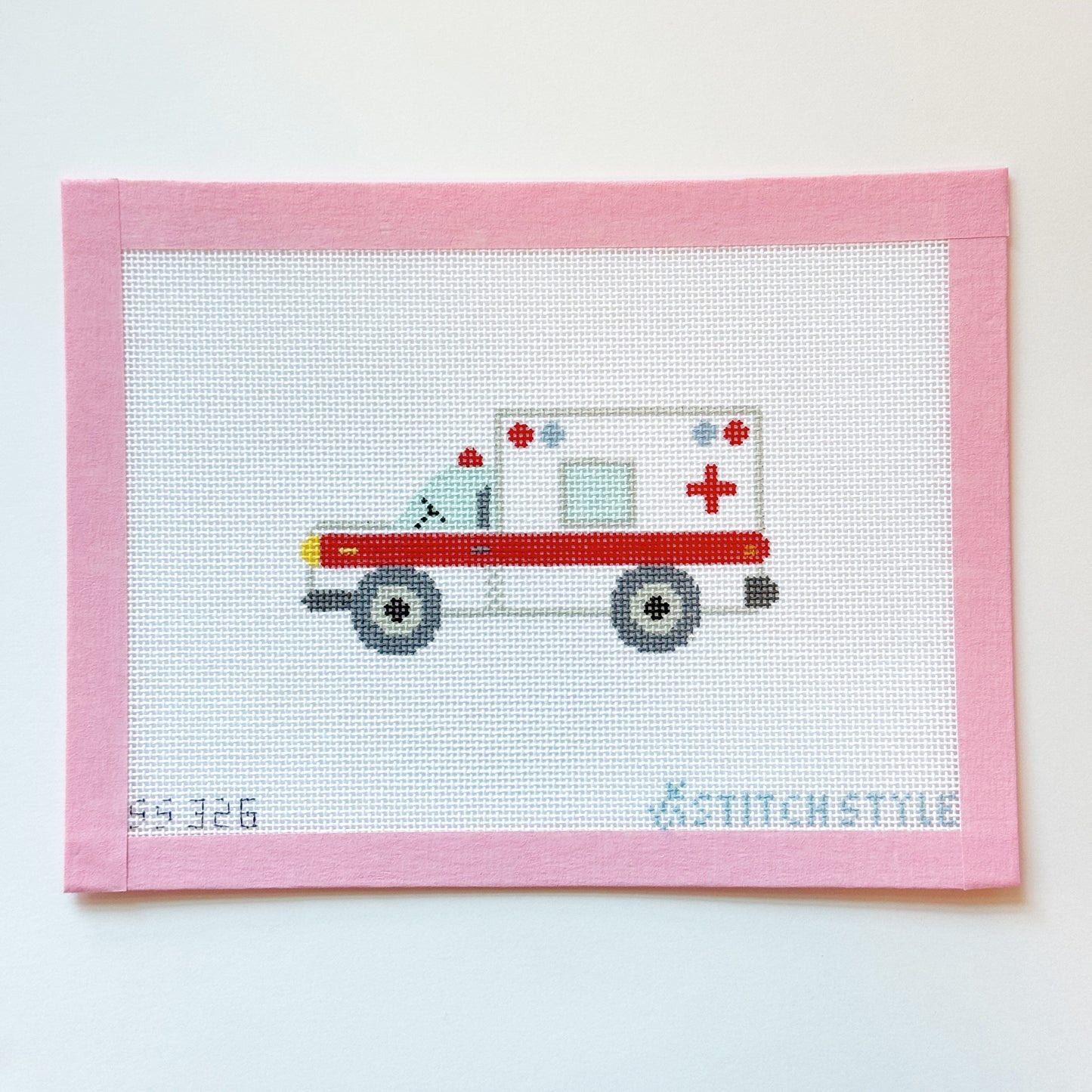 Ambulance Car Needlepoint Canvas, 18 Mesh, 4x3 Design