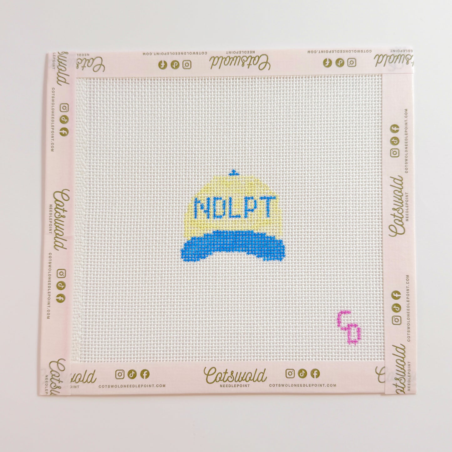 Mini NDLPT Baseball Cap Hat Needlepoint Canvas, Mini bag Tag Needlepoint Canvas, 2x2 Design, 18 Mesh