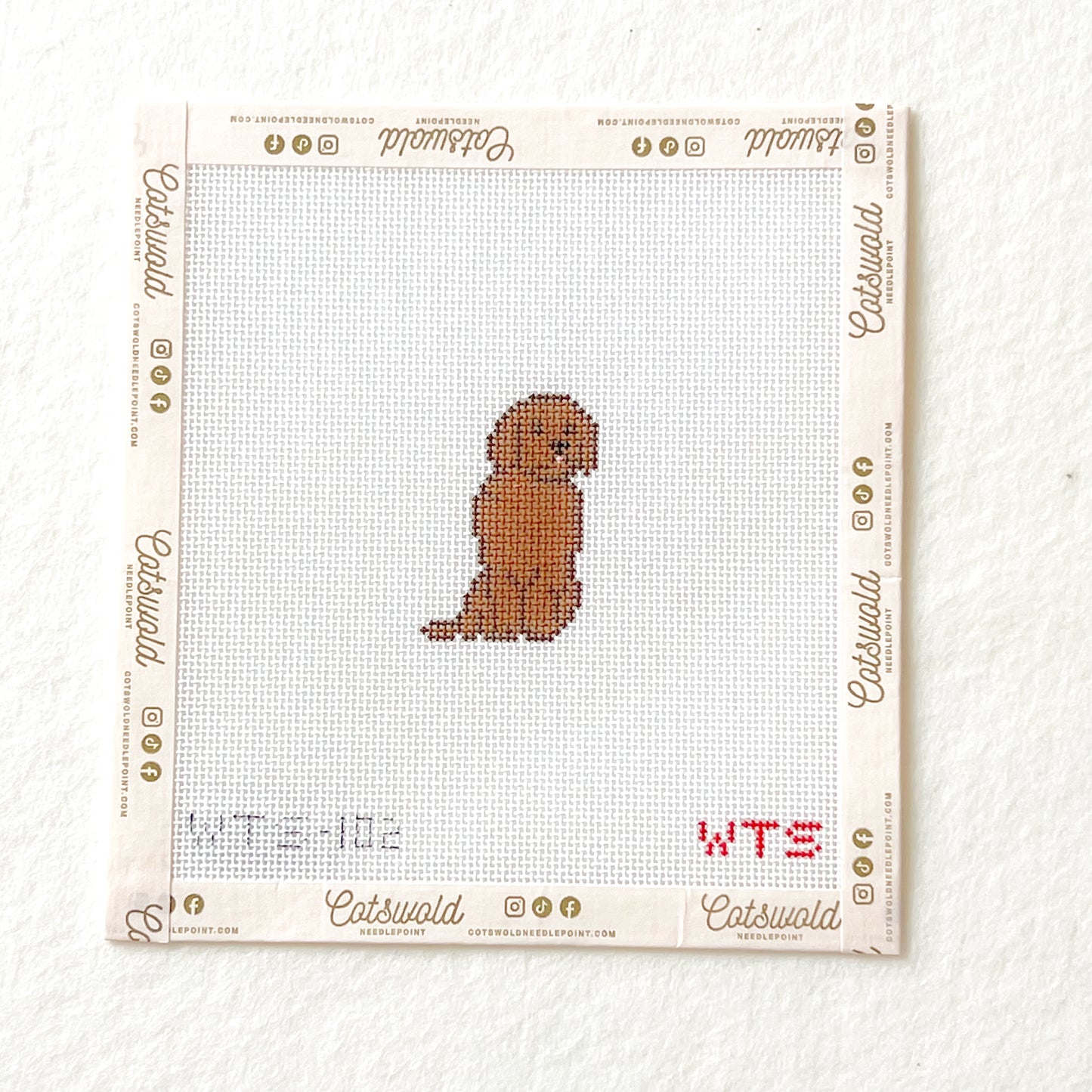 Mini Golden Retriever Needlepoint Canvas, Hand Painted Golden Retriever Needlepoint, 18 Mesh, Mini Dog Needlepoint Canvas, 1.5x2.5 Design