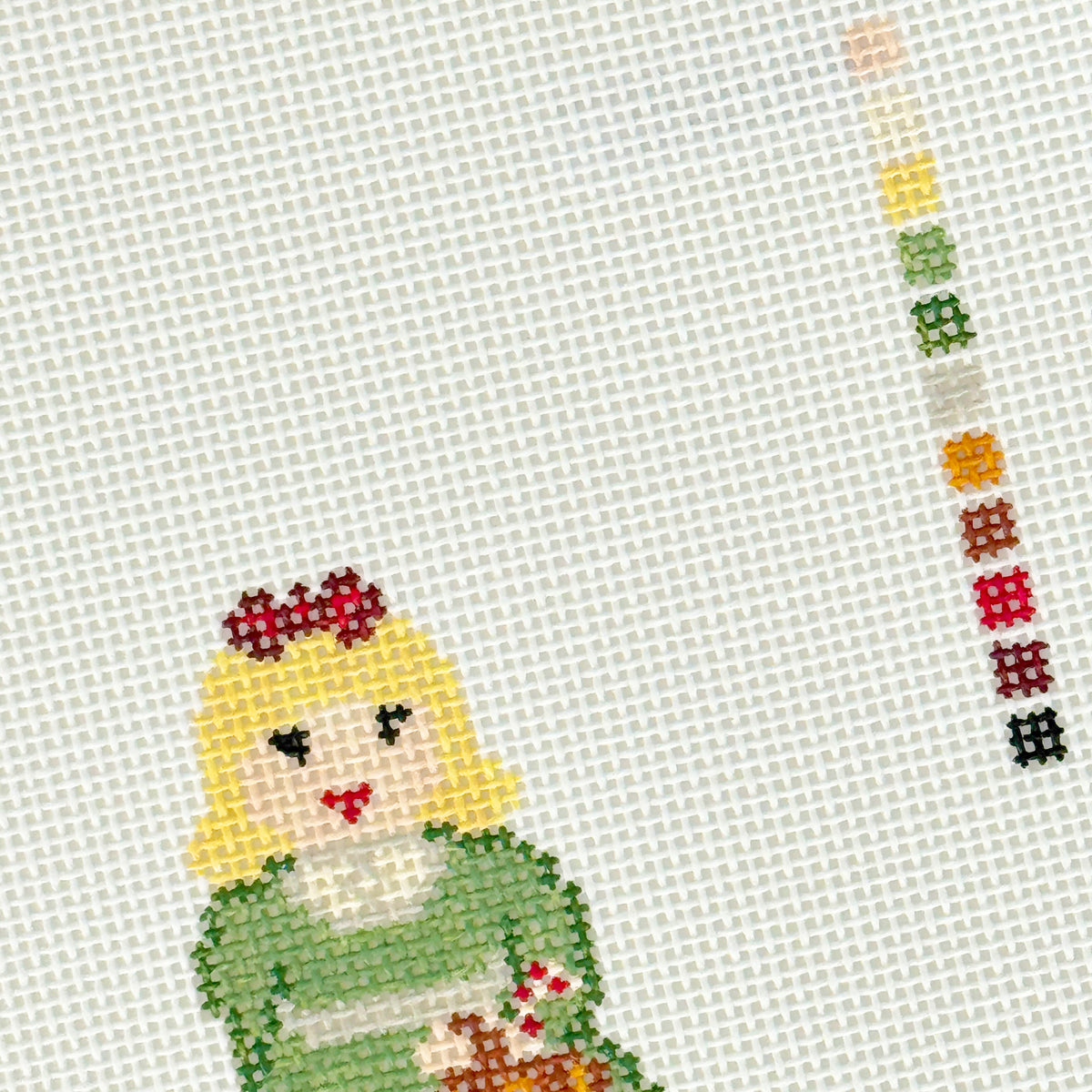 Vintage Caroler Eloise Needlepoint Canvas, Mini Needlepoint Canvas, Mini Character Needlepoint, 18 Mesh, 3" x 2"