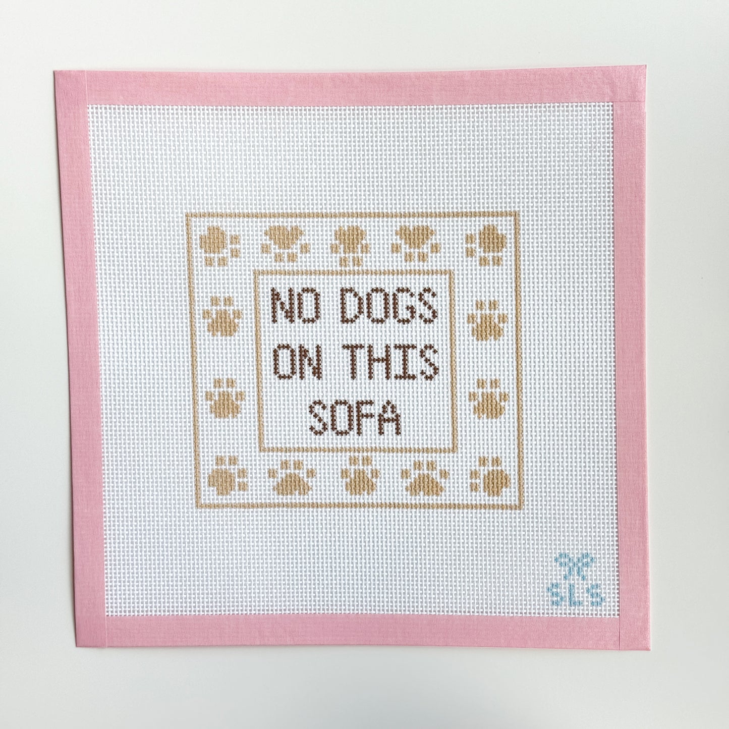 No Dogs on the Sofa Needlepoint Canvas, Dog Theme Needlepoint, 6"x5" Design, 13 Mesh, Needlepoint Sign