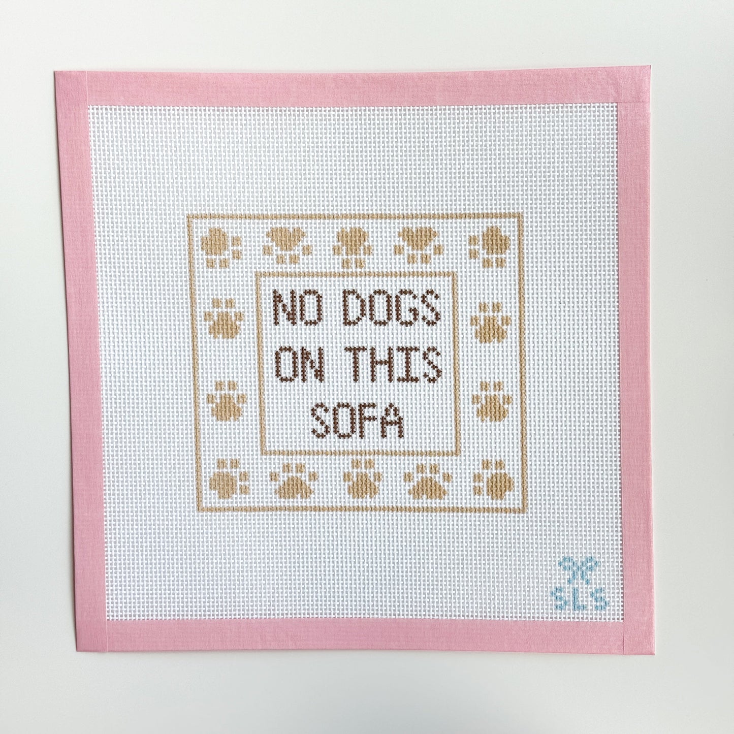 No Dogs on the Sofa Needlepoint Canvas, Dog Theme Needlepoint, 6"x5" Design, 13 Mesh, Needlepoint Sign