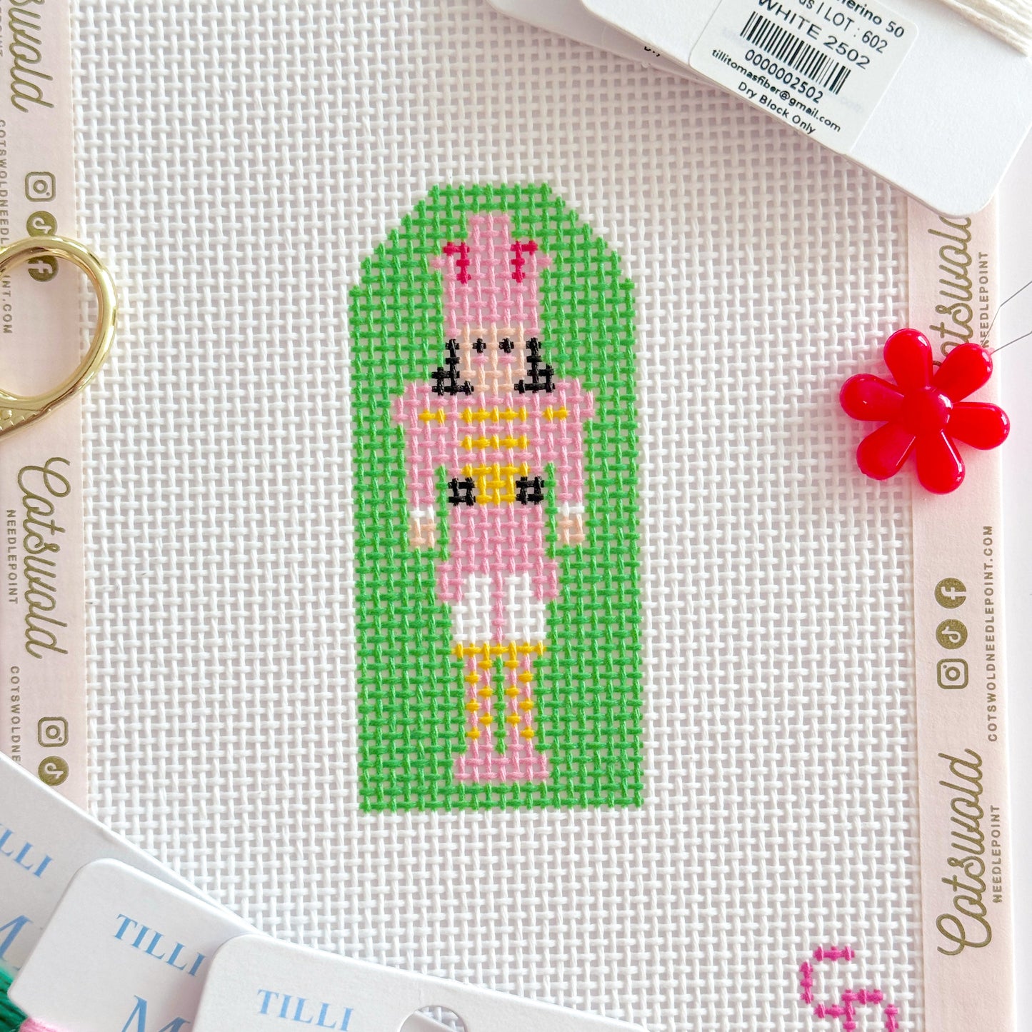 Hand Painted Nutcracker 3” Needepoint Canvas 13 Mesh Christmas Needlepoint Canvas Nutcracker Hand Painted