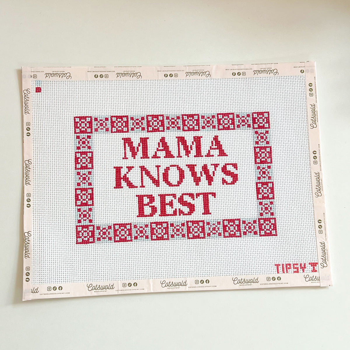 Mama Knows Best Sign Needlepoint Canvas, 13 Mesh, 12.5" x 9.25" Design Size
