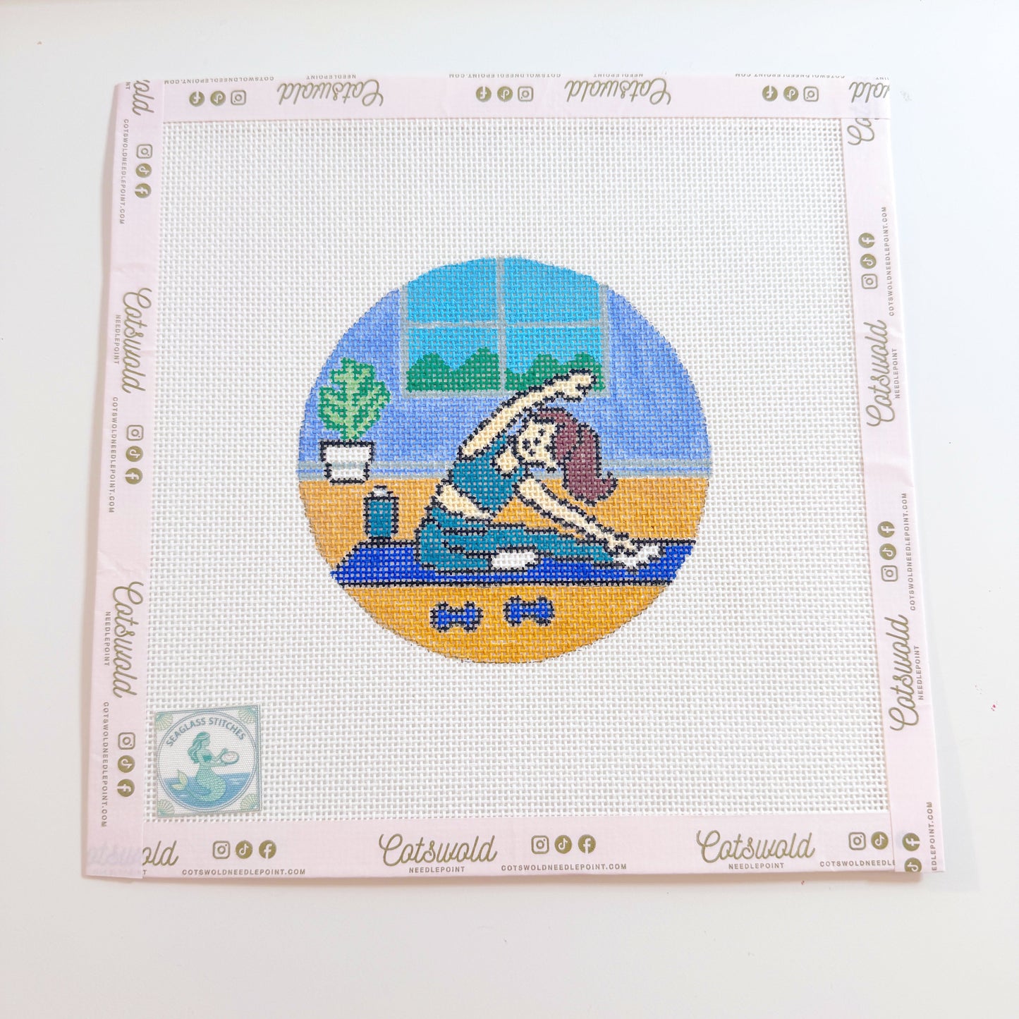 Yoga Needlepoint Ornament Canvas, 18 Mesh, 4x4 Design
