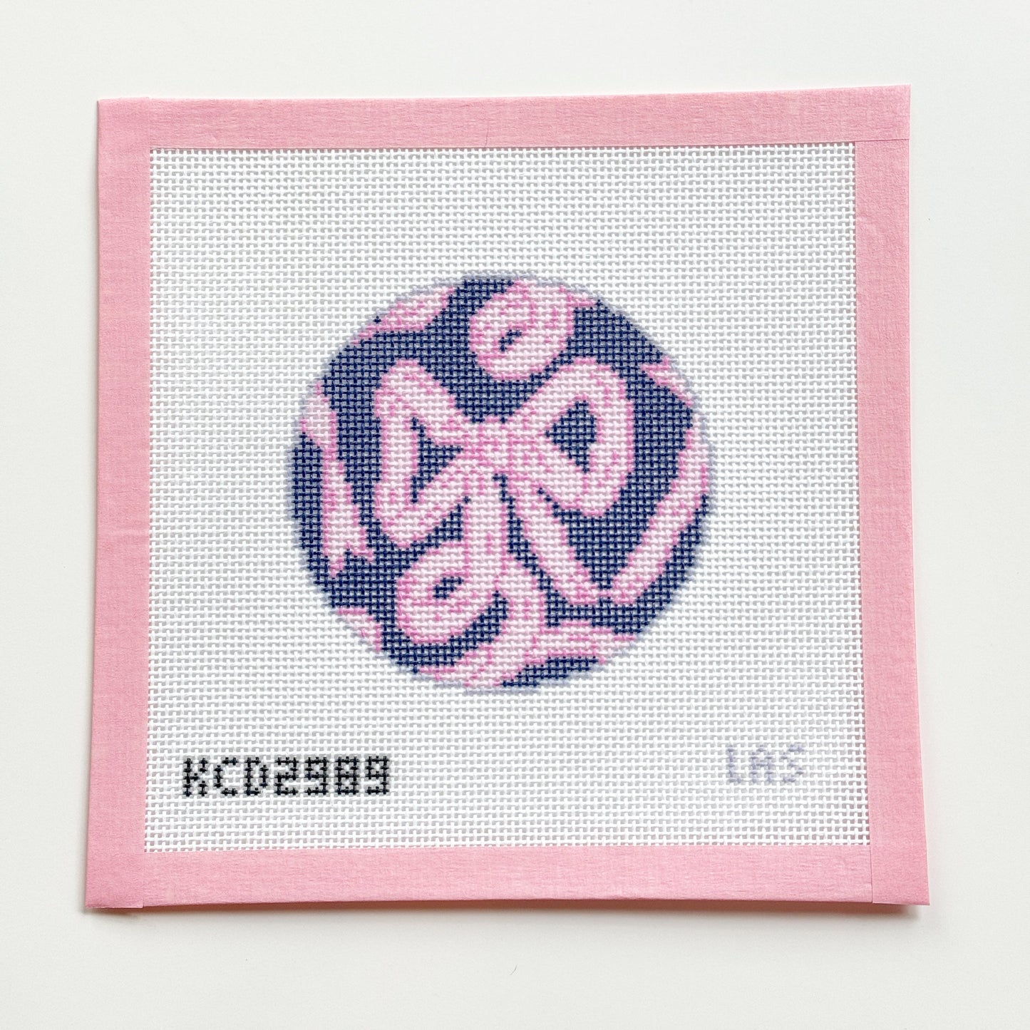 Coquette Bow Ornament Round Needlepoint Canvas