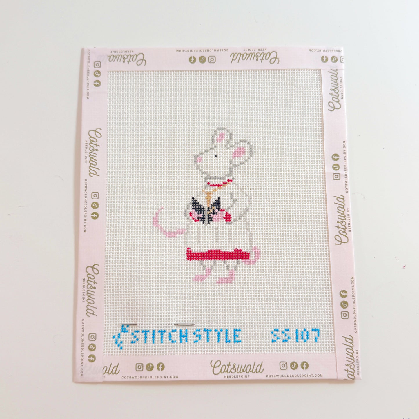 Church Choir Mouse Christmas Needlepoint Canvas, 18 Mesh, 3x4 Design